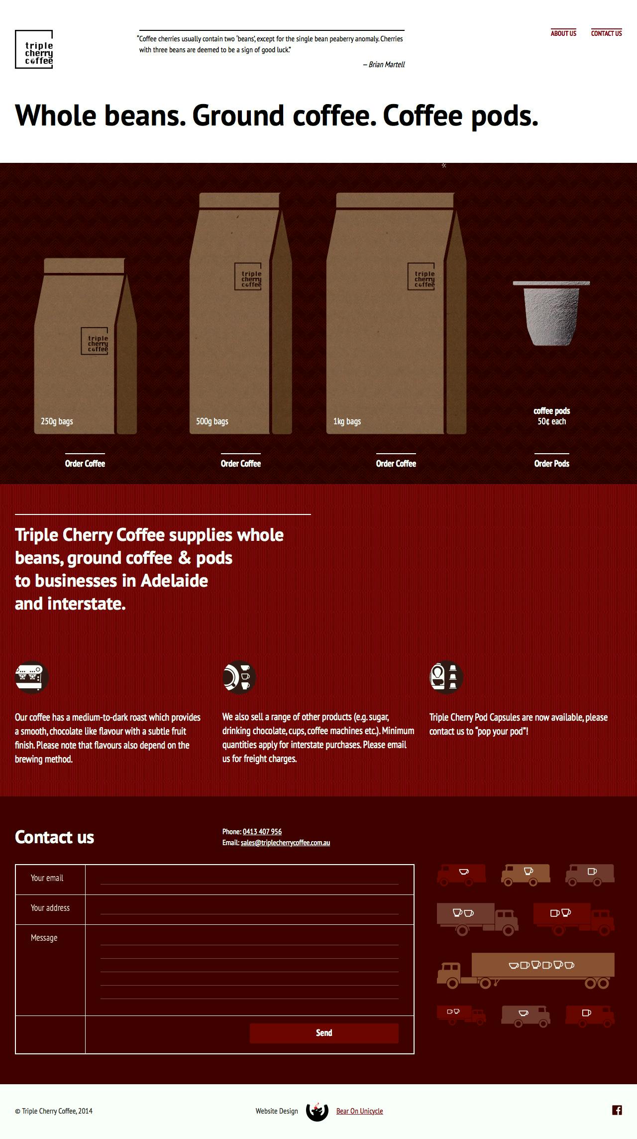 Triple Cherry Coffee Website Screenshot