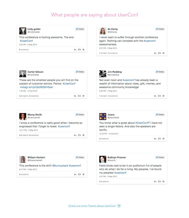 UserConf 2014 Testimonial Tweets Preview