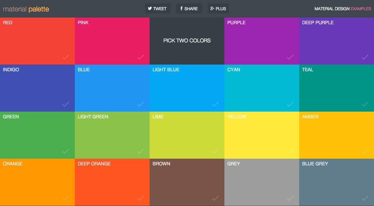 Material Palette Website Screenshot