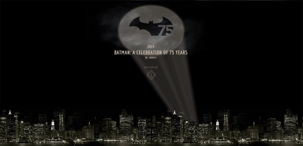 75 years of Batman Website Screenshot