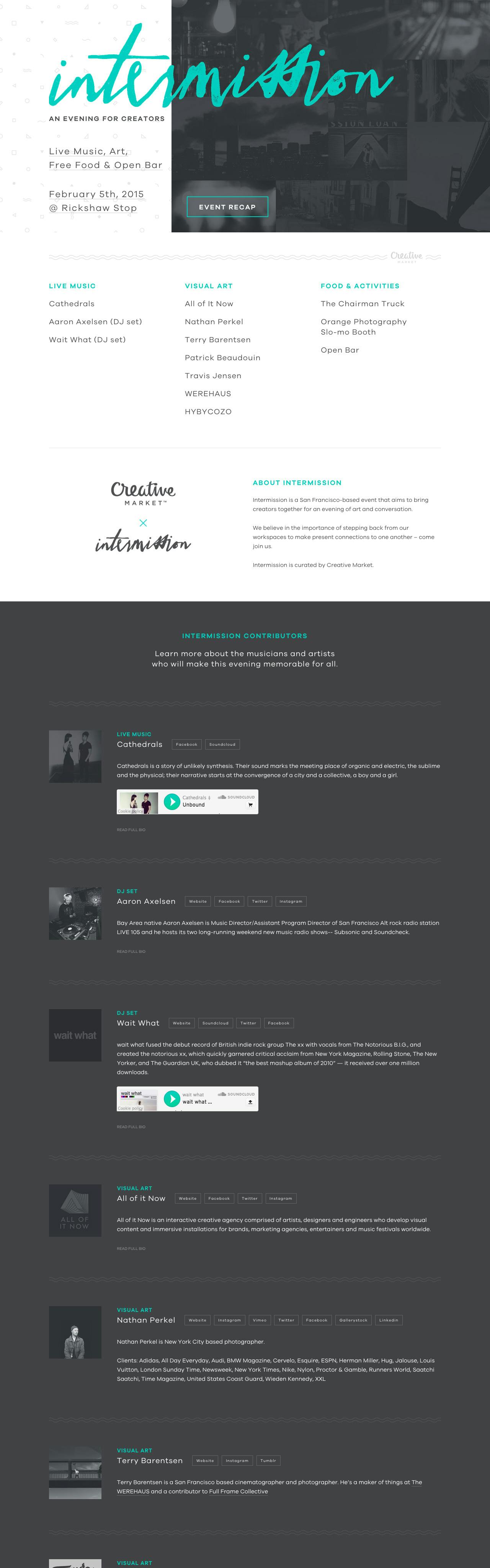 Intermission Website Screenshot