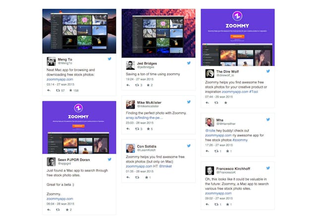 Zoommy Testimonial Tweets Preview