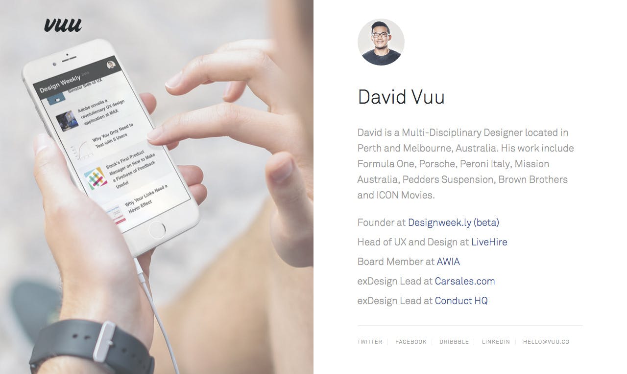 David Vuu Website Screenshot