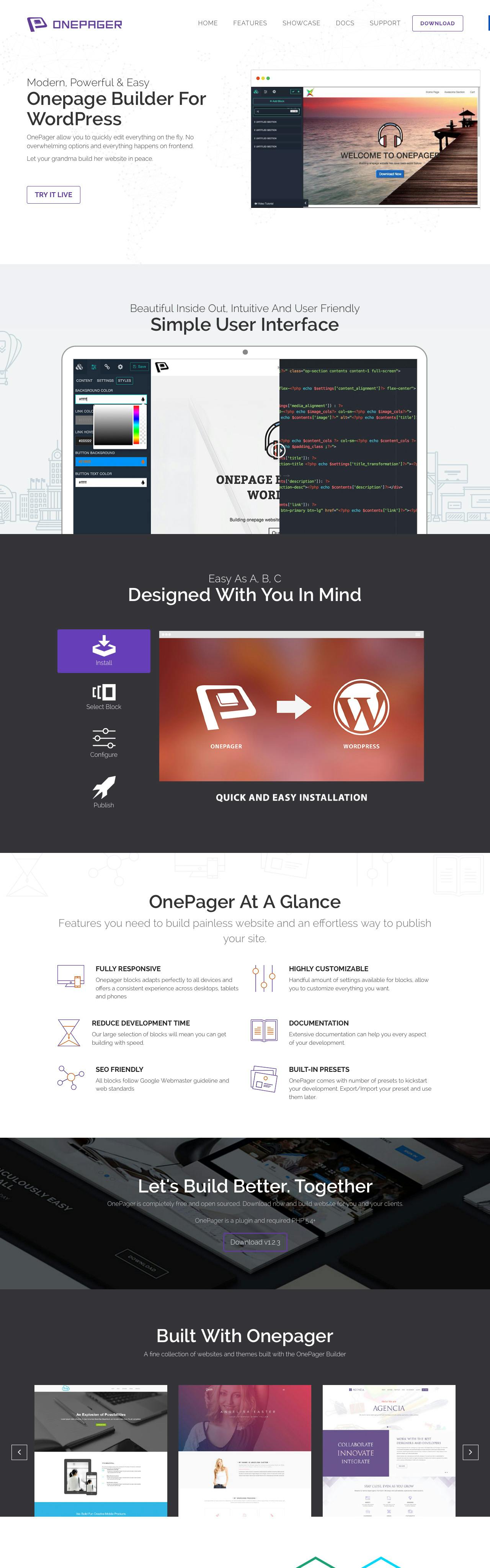 OnePage Builder Website Screenshot