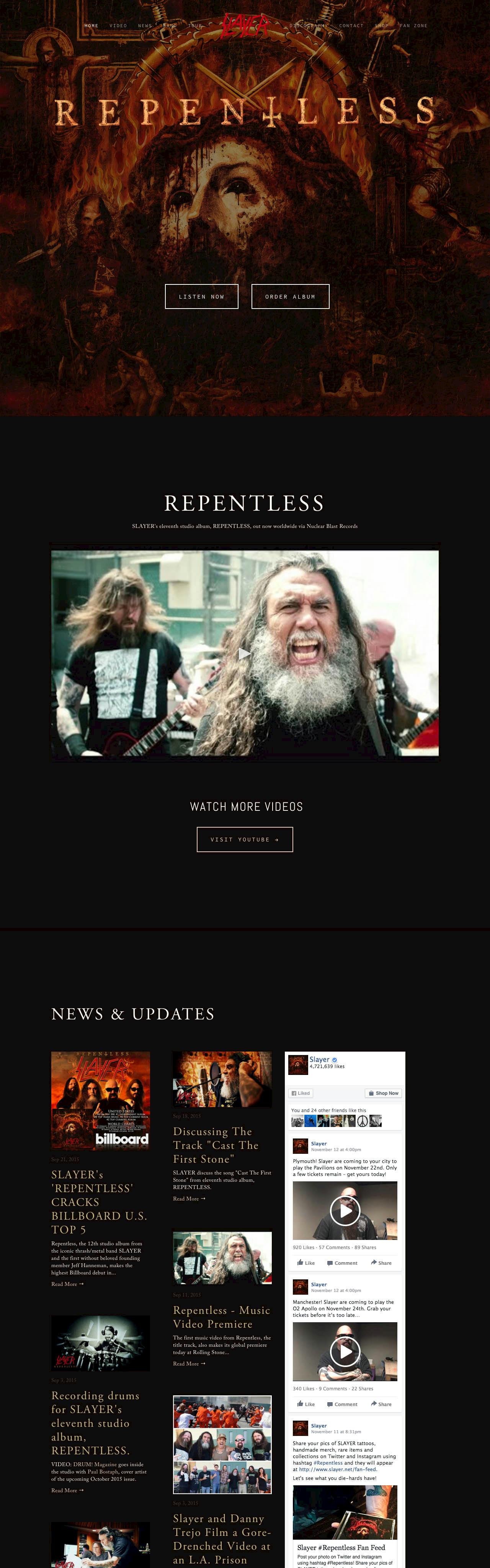Slayer Website Screenshot