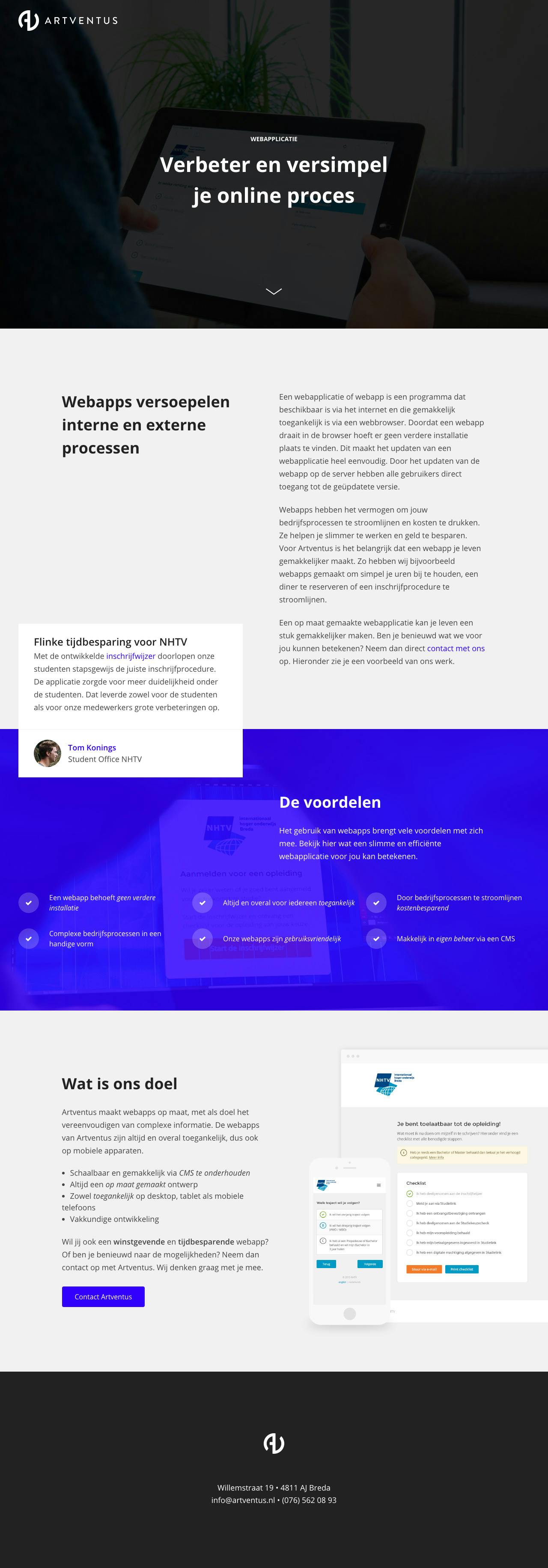 Artventus – Webapplicatie Website Screenshot