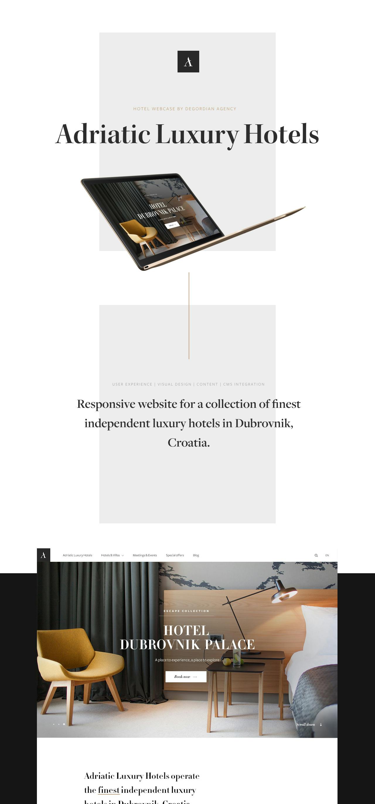 Adriatic Luxury Hotels Case Study Website Screenshot