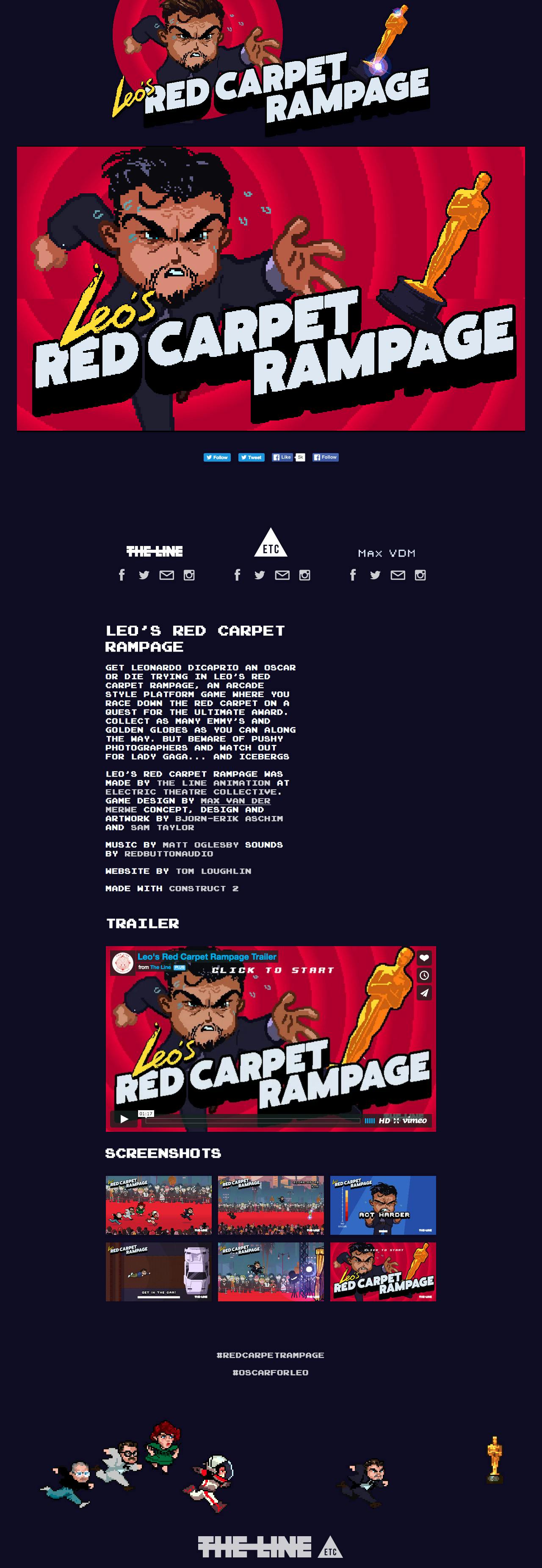 Leo’s Red Carpet Rampage Website Screenshot
