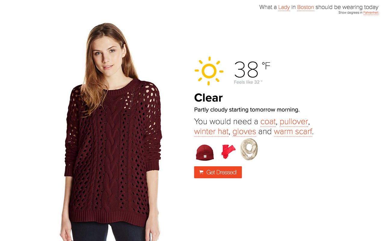Dress By Weather Website Screenshot
