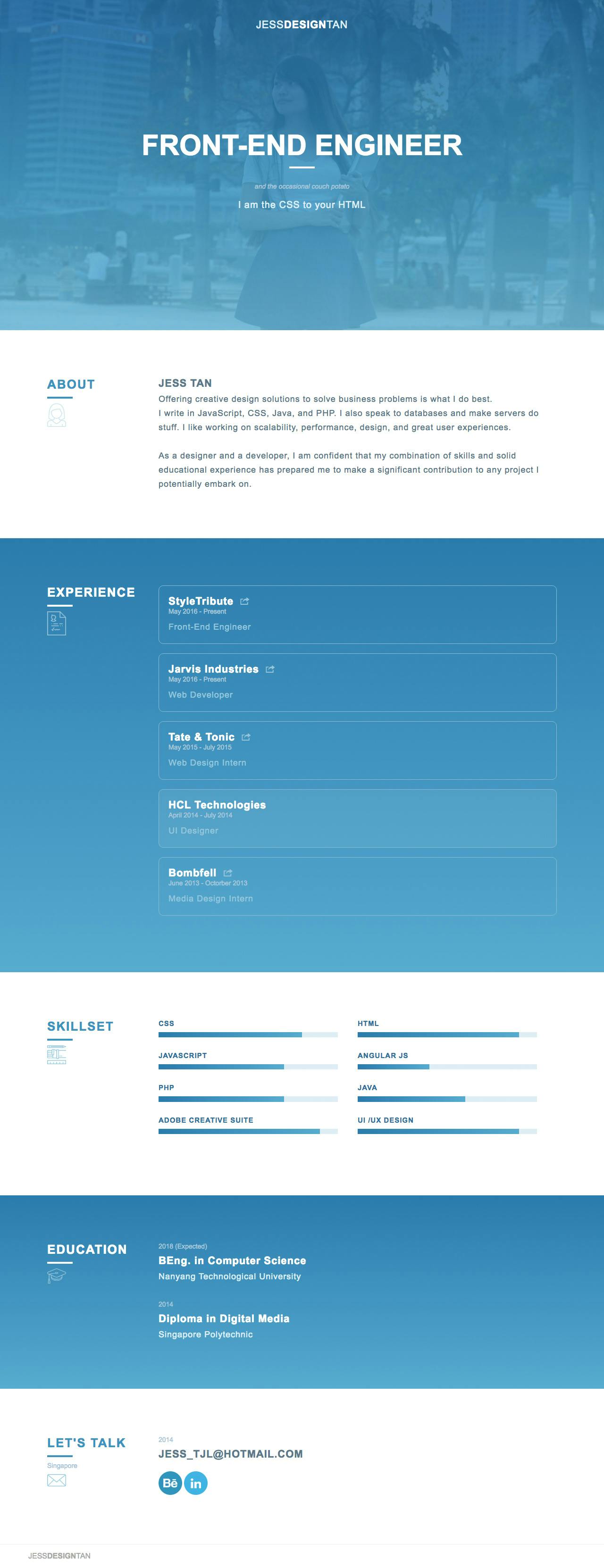 Jess Tan Website Screenshot