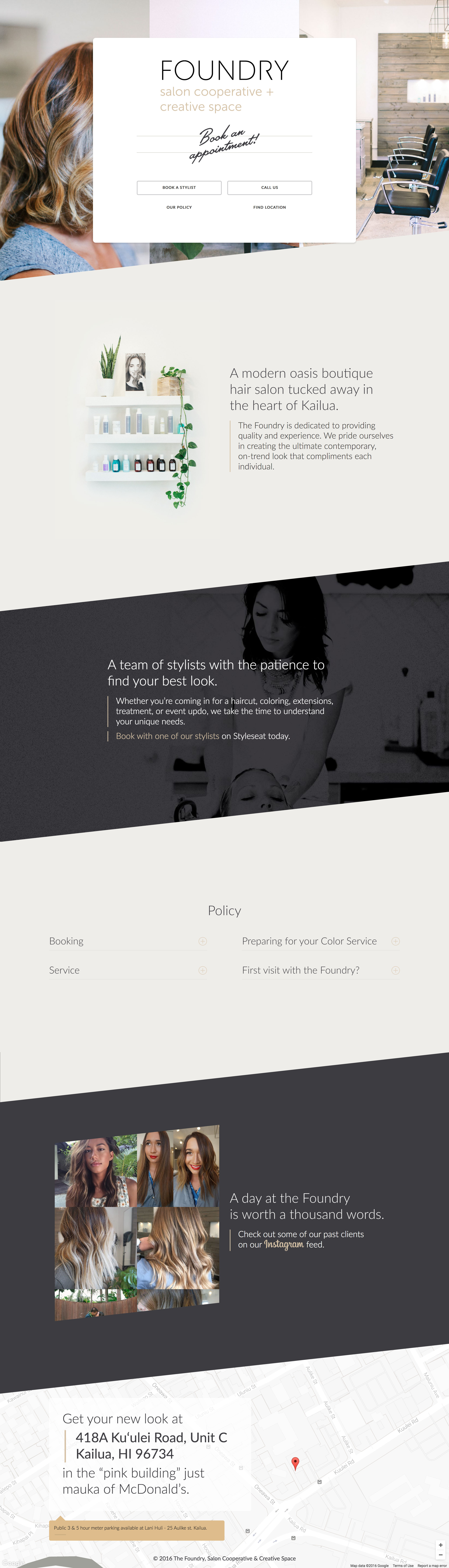 Foundry Salon Website Screenshot