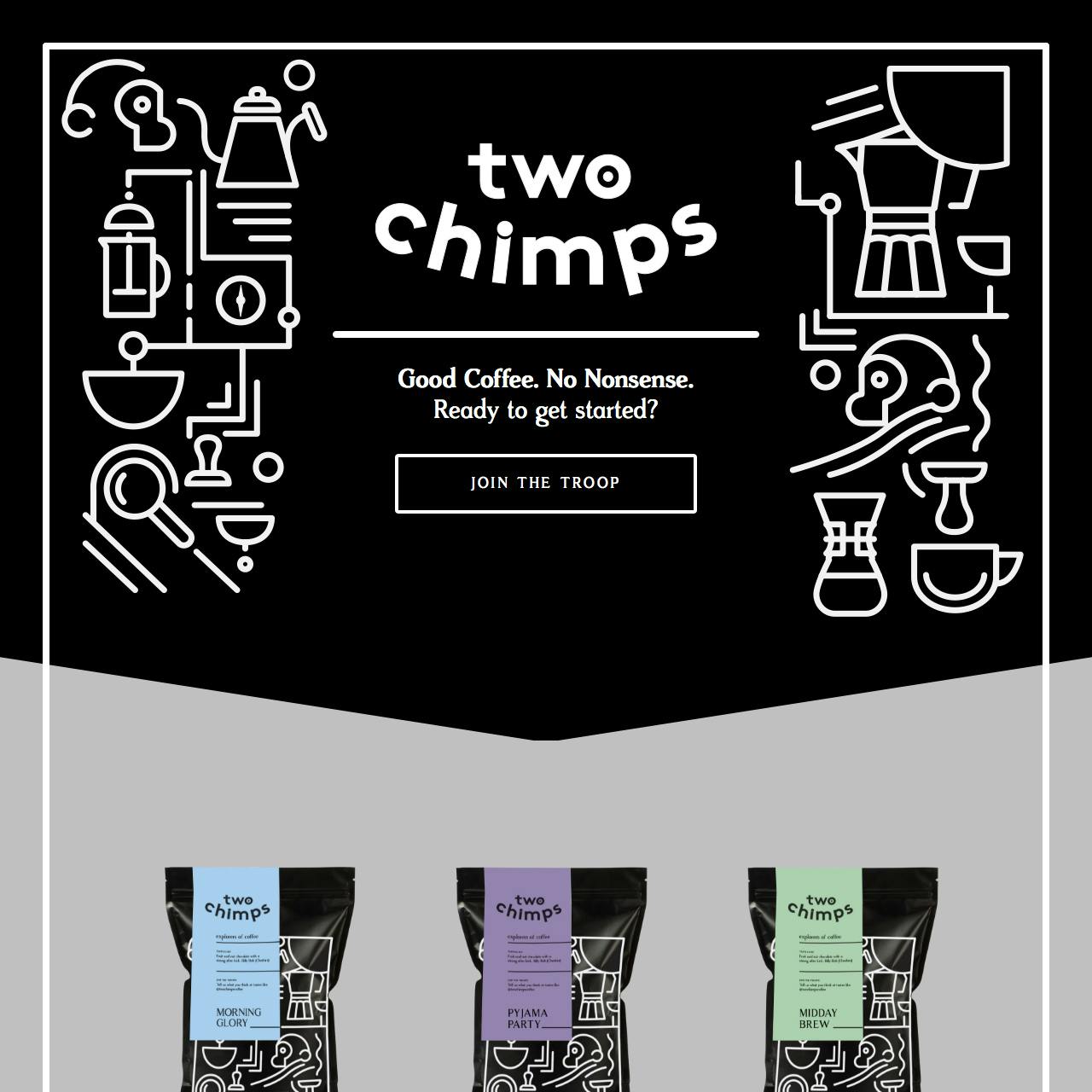 Two Chimps Coffee Website Screenshot