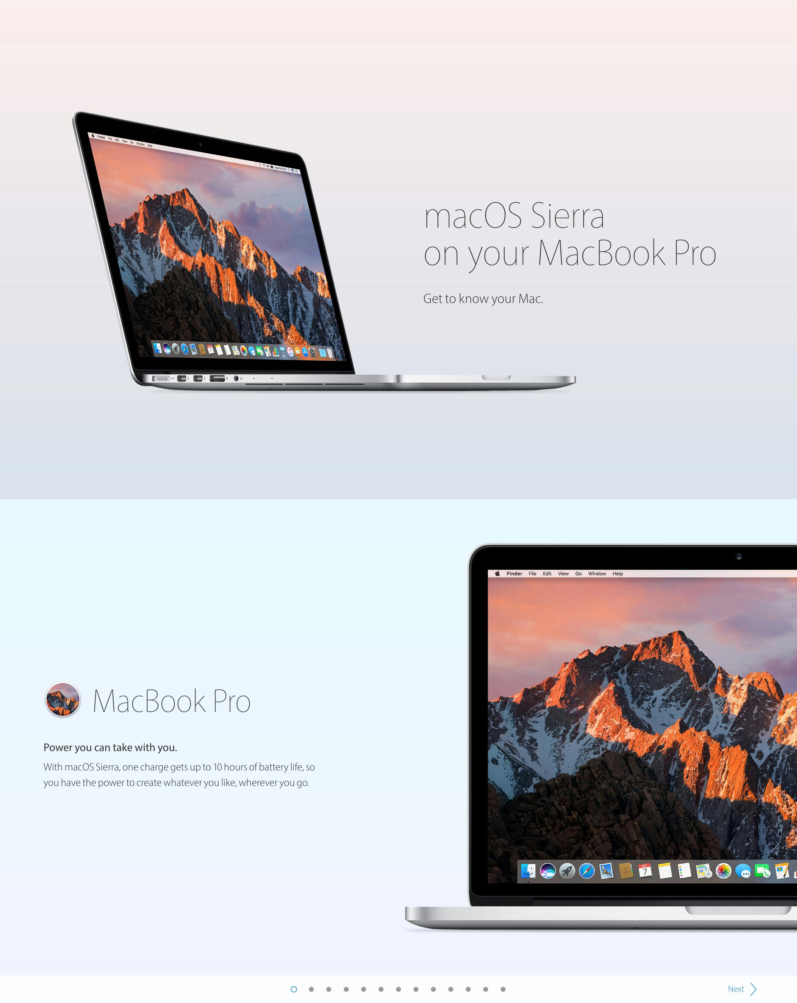macOS Sierra on your MacBook Pro Website Screenshot
