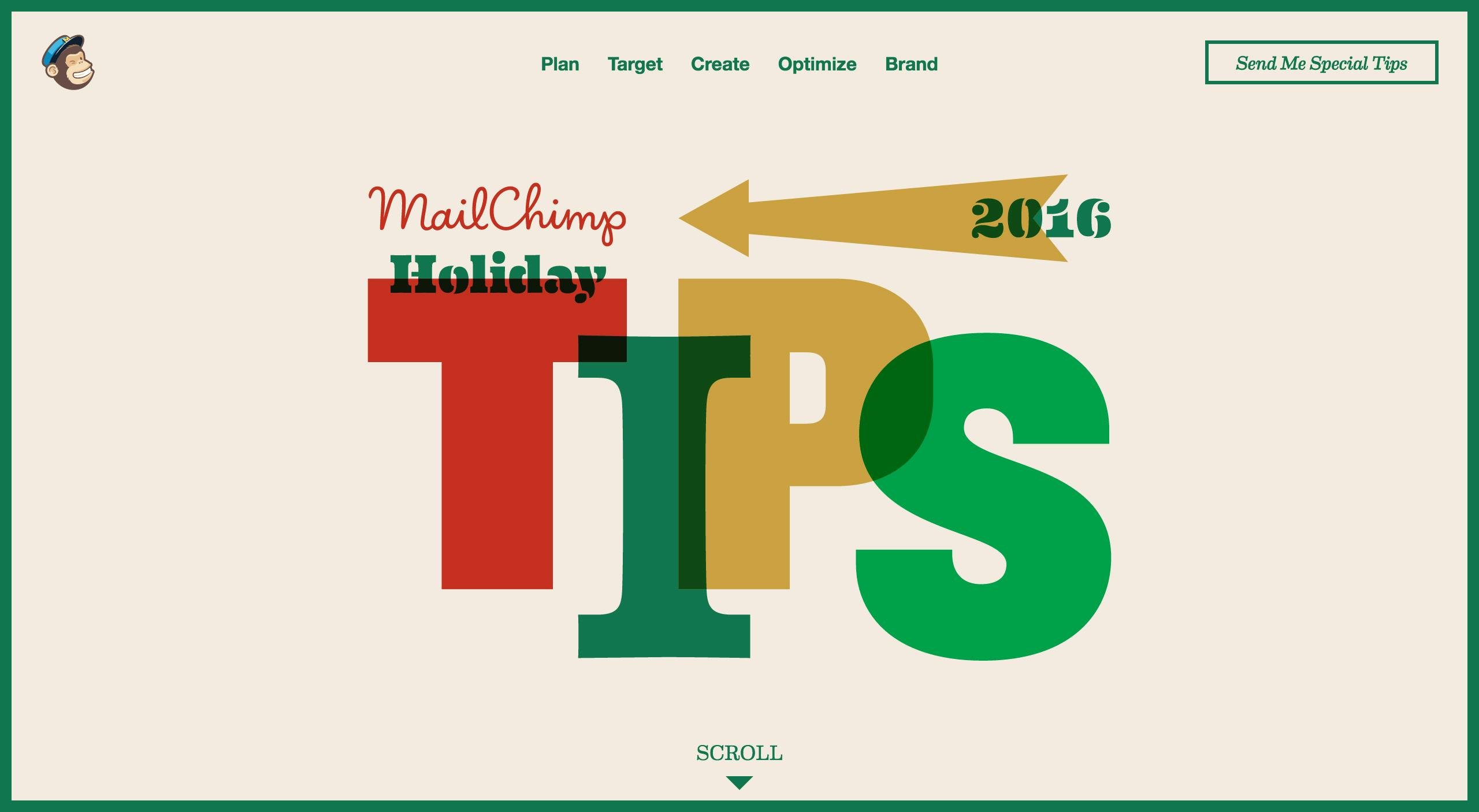 MailChimp Holiday Tips 2016 Website Screenshot
