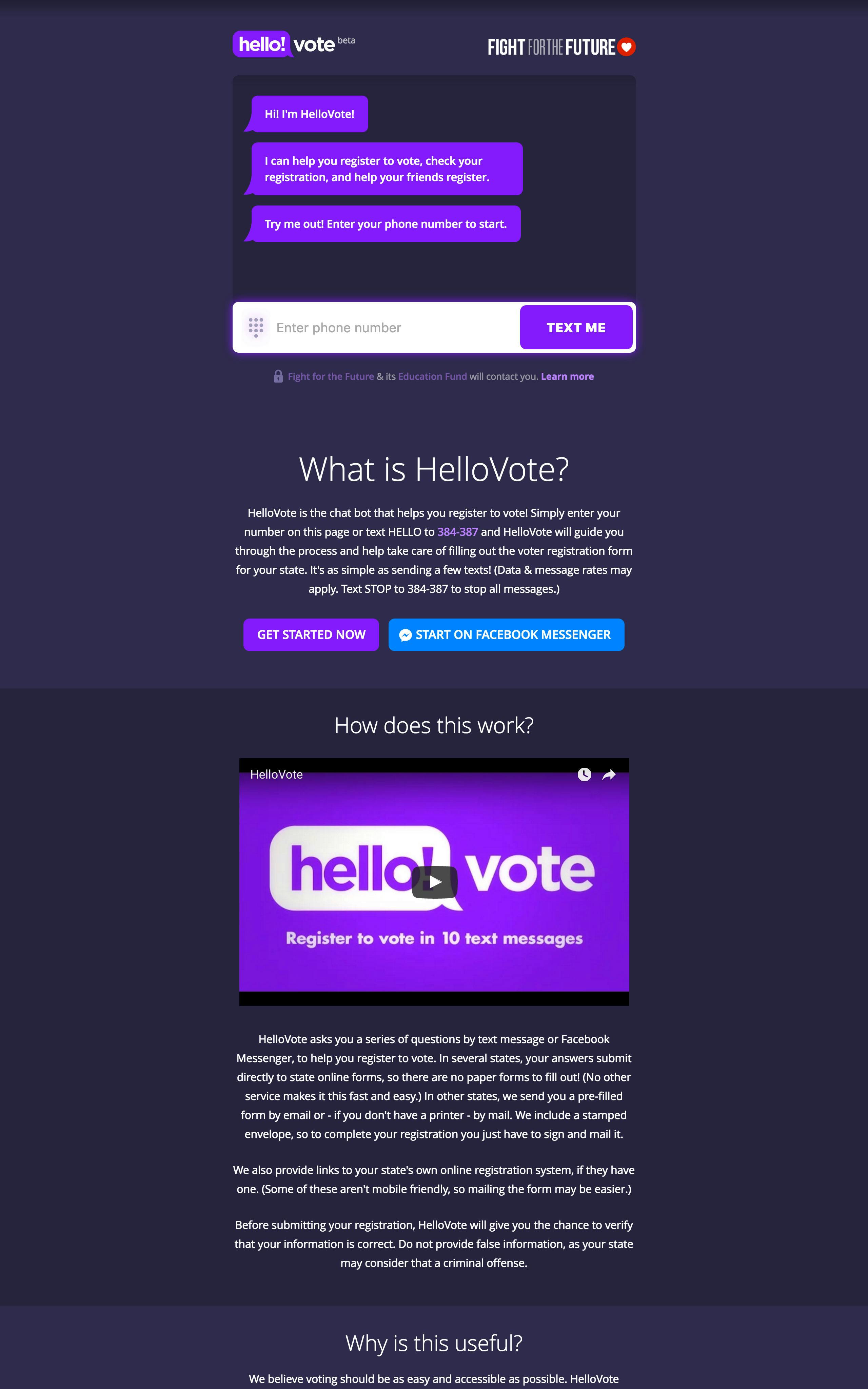 HelloVote Website Screenshot