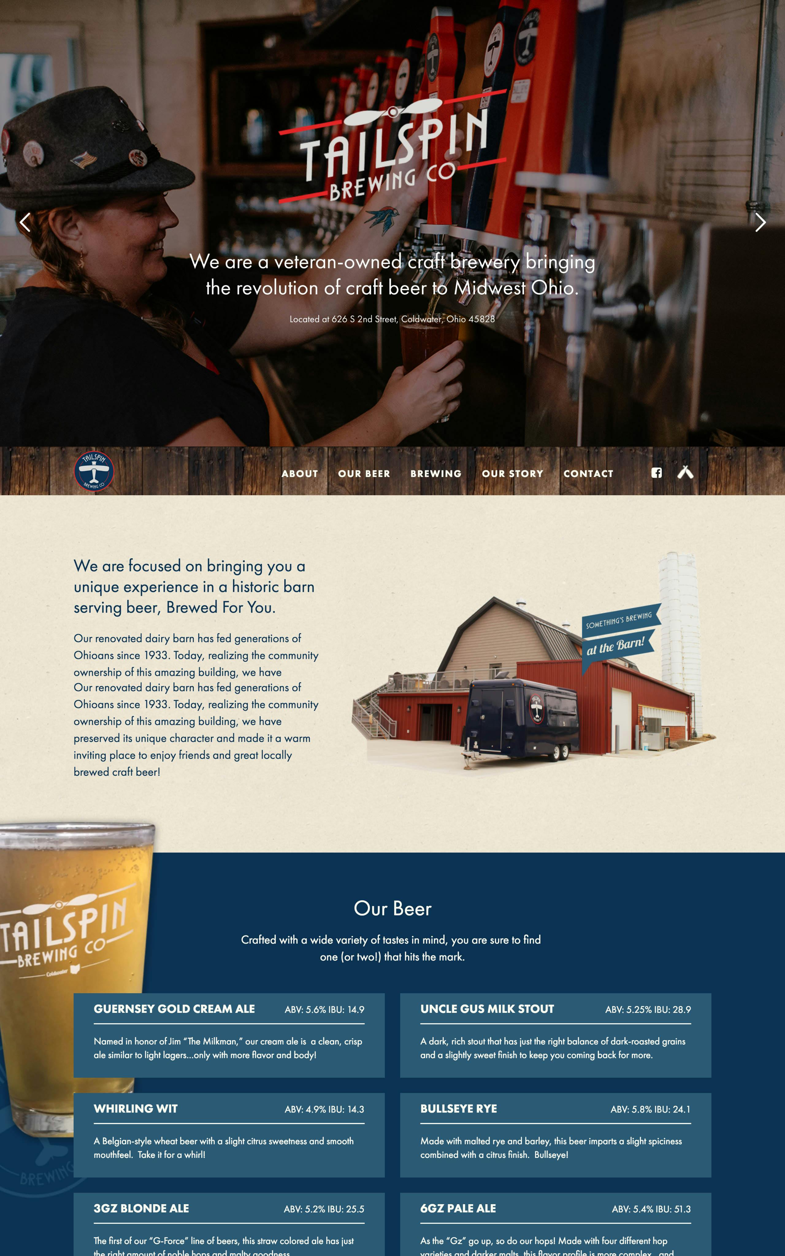 Tailspin Brewing Co. Website Screenshot