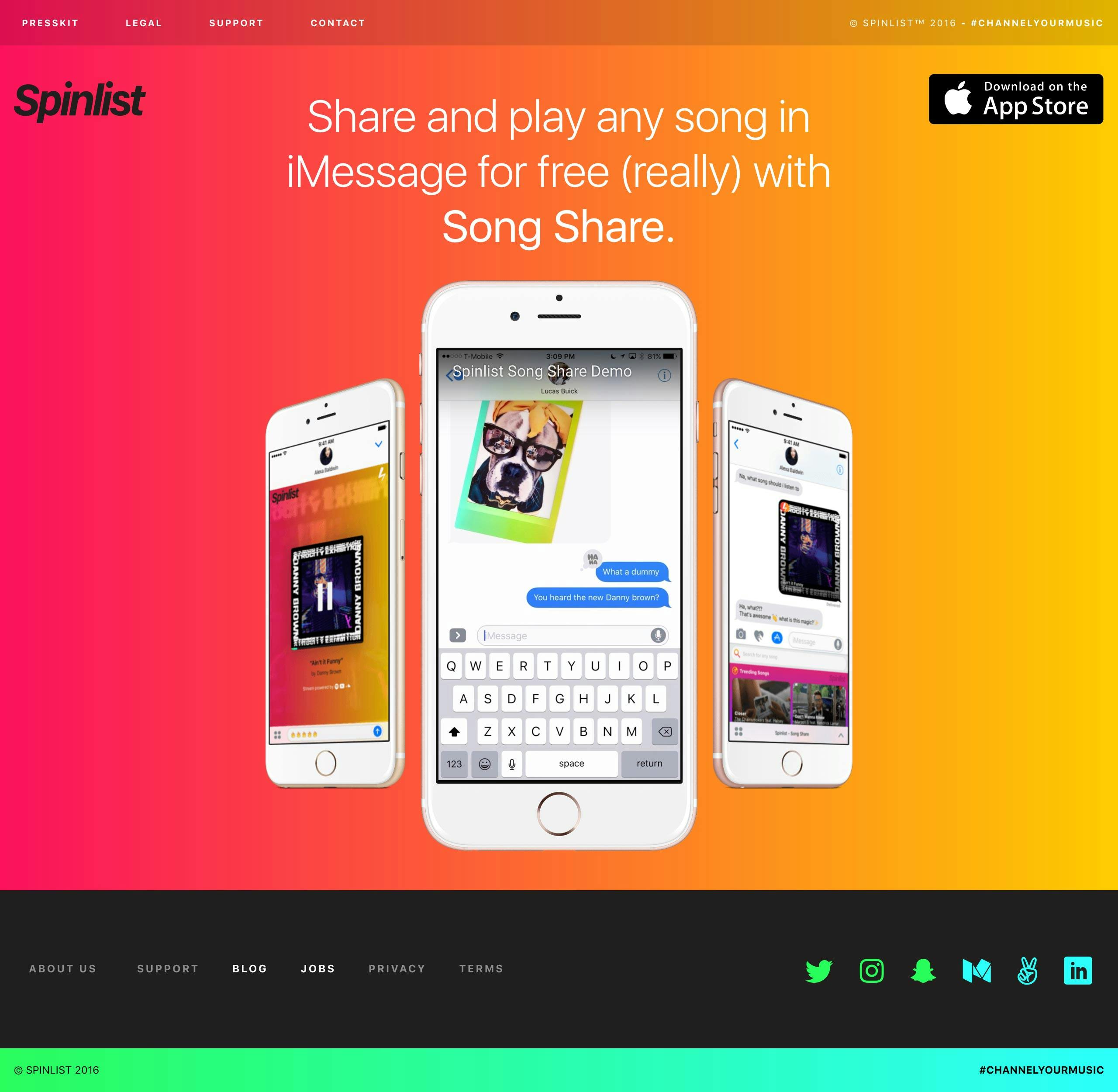 Spinlist SongShare Website Screenshot
