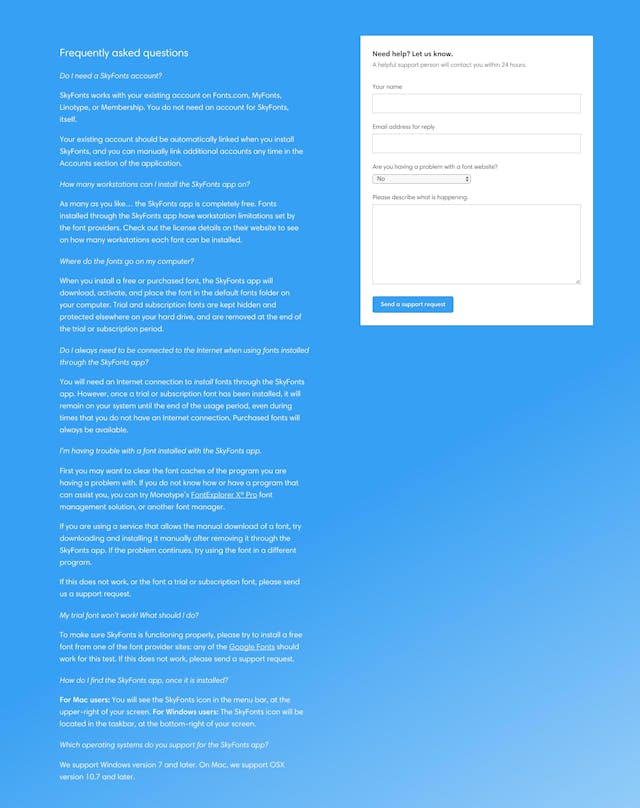 SkyFonts FAQ Grid Preview