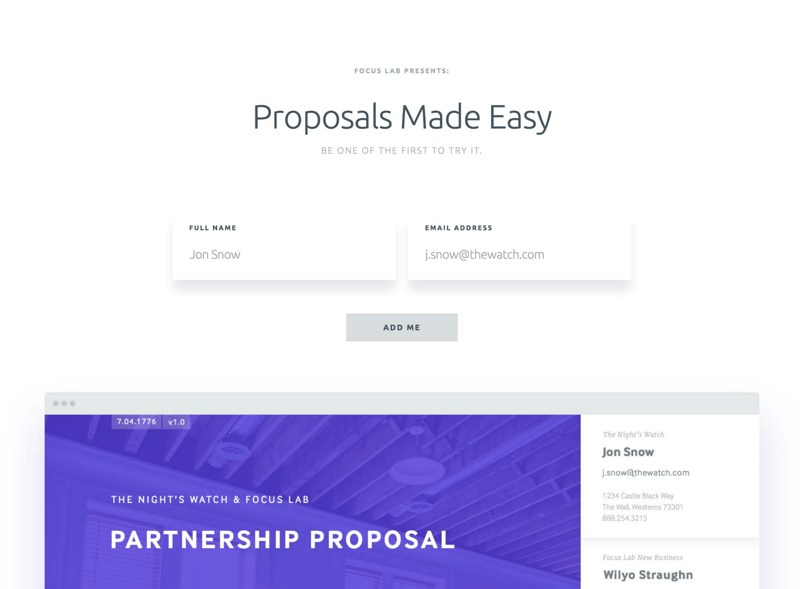 Proposals by Focus Lab Website Screenshot