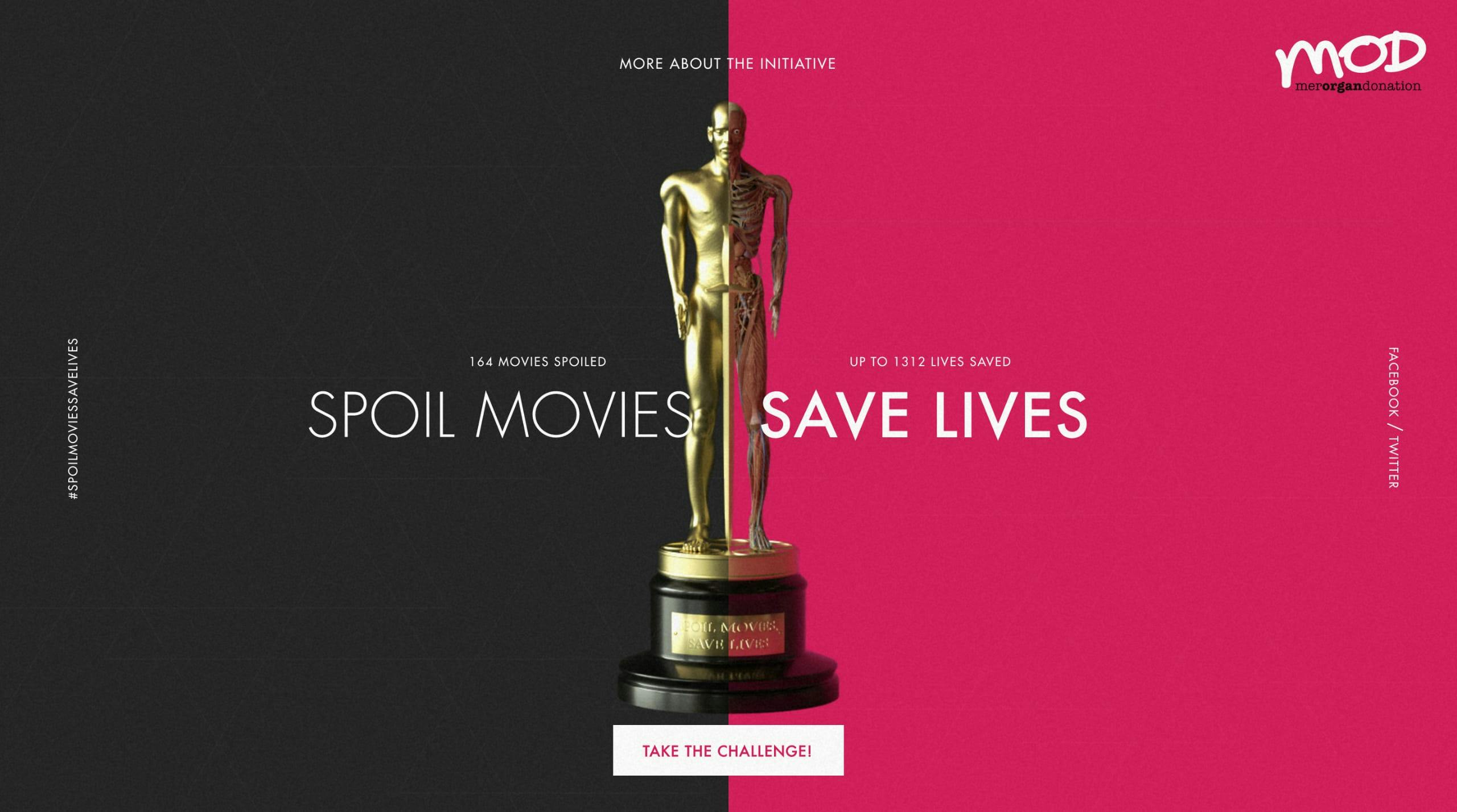 Spoil Movies, Save Lives Website Screenshot