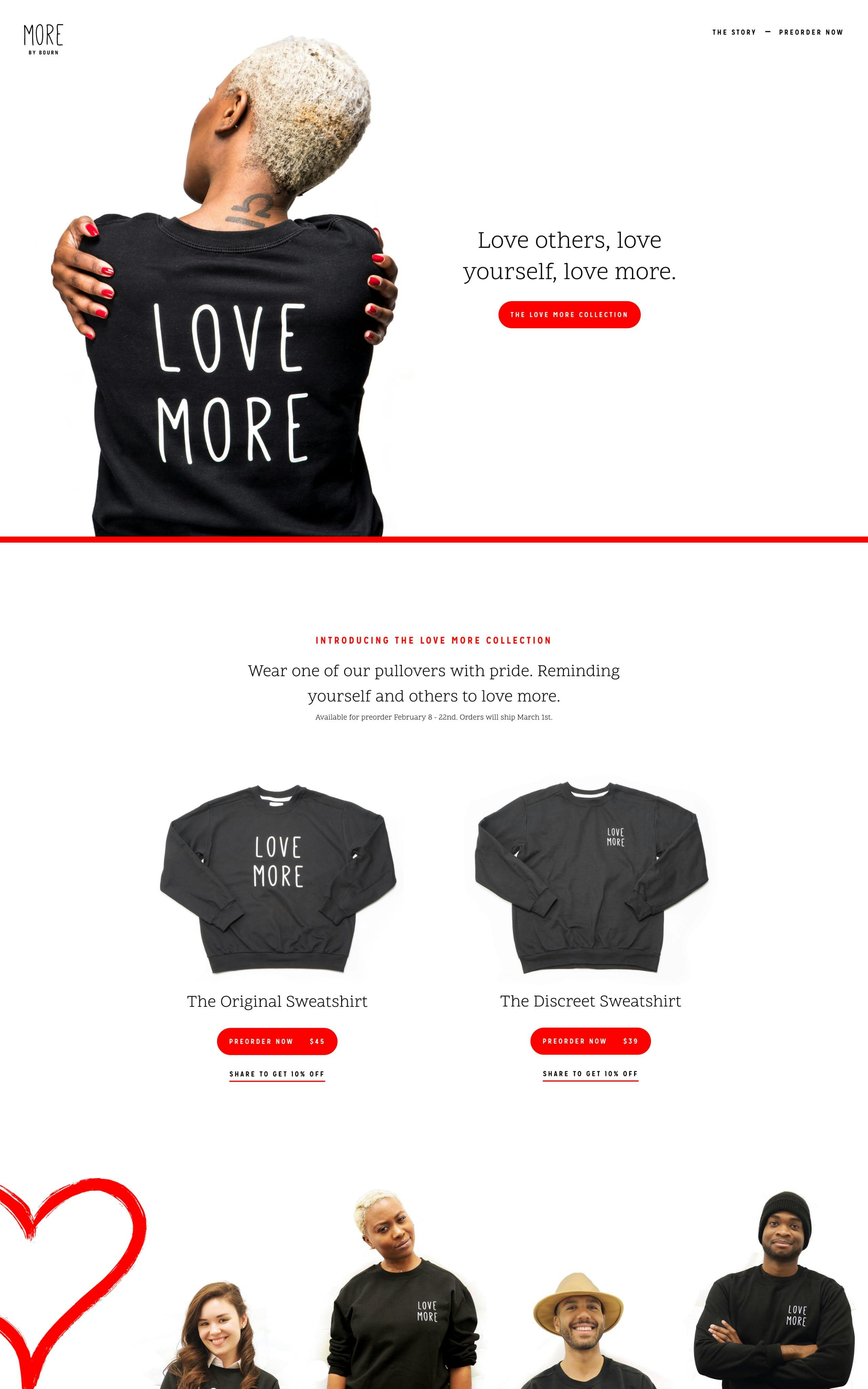MORE by Bourn: Love More Website Screenshot