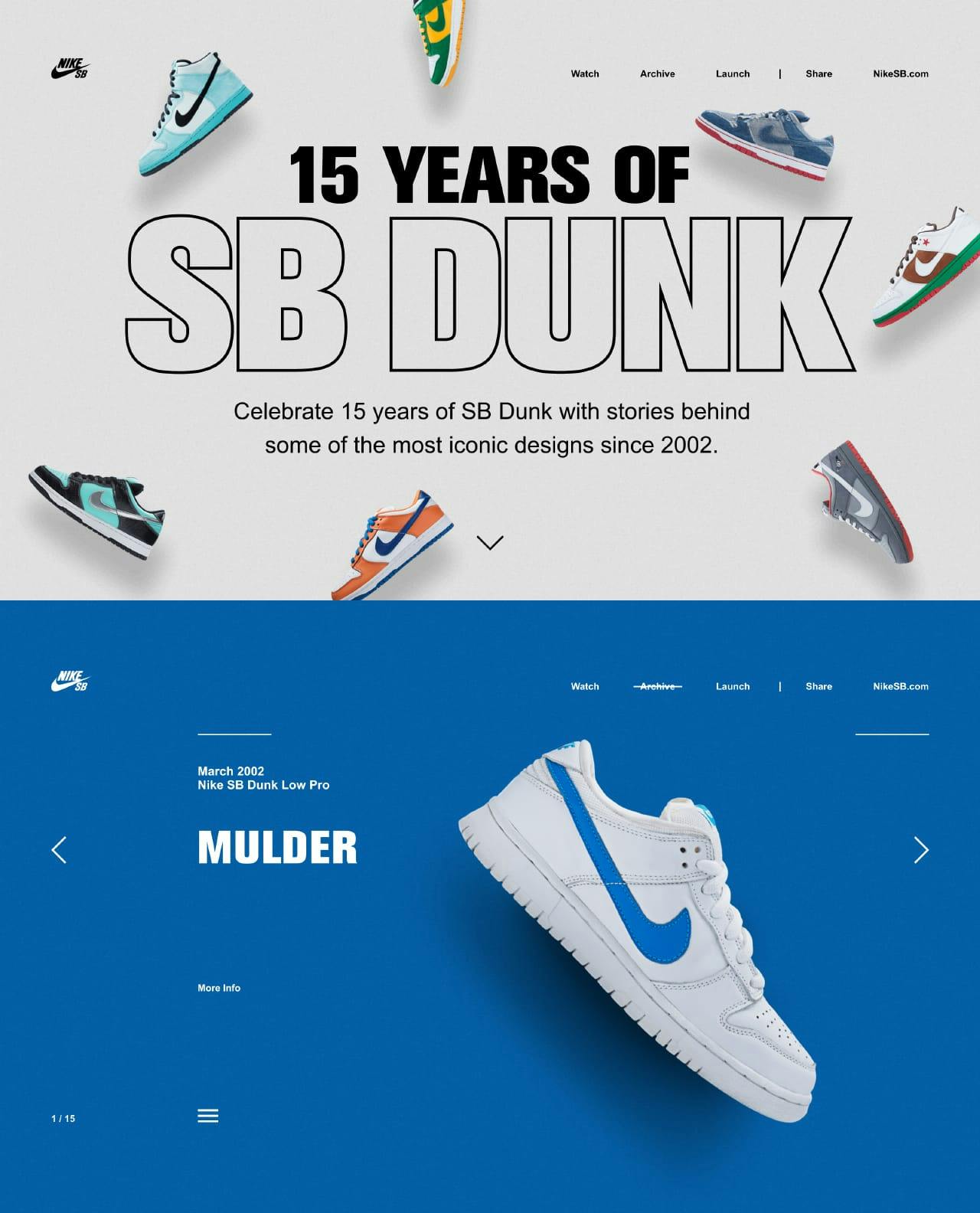 Nike – 15 Years of SB Dunk Website Screenshot