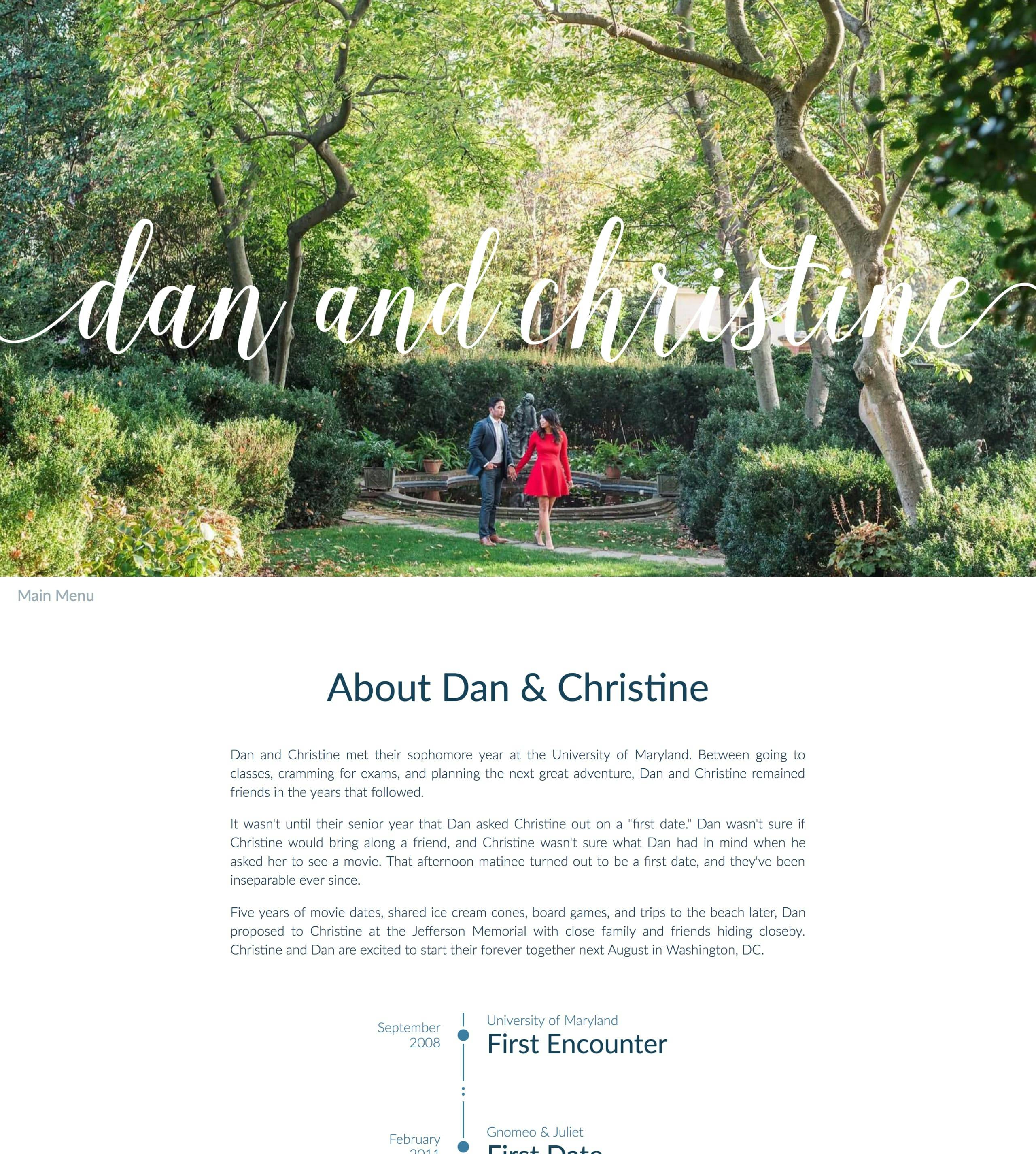 Dan + Christine Wedding Website Screenshot