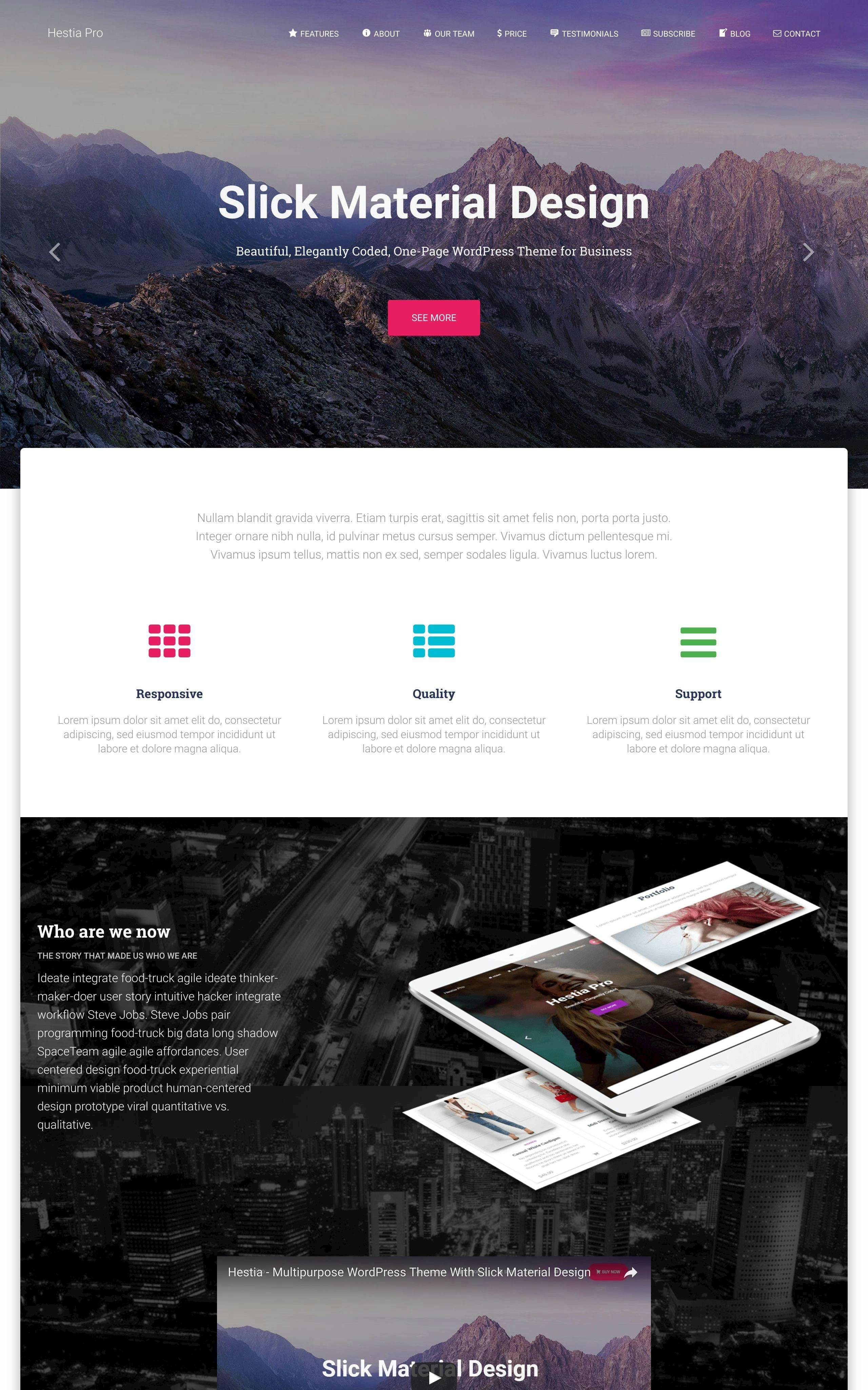 Hestia Pro Website Screenshot