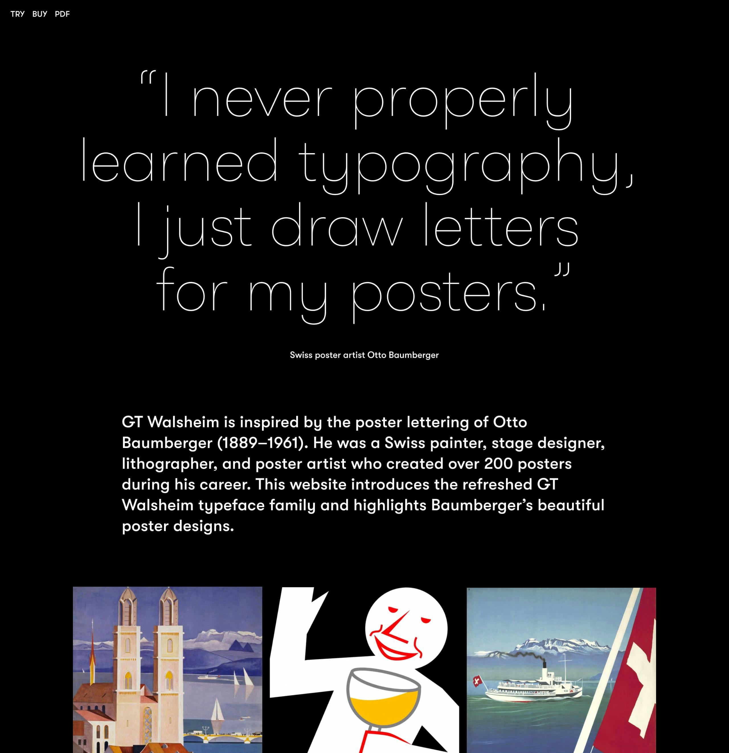 GT Walsheim Typeface Website Screenshot