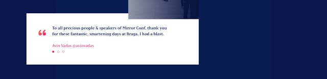 Mirror Conf 2017 Testimonial Slider Preview