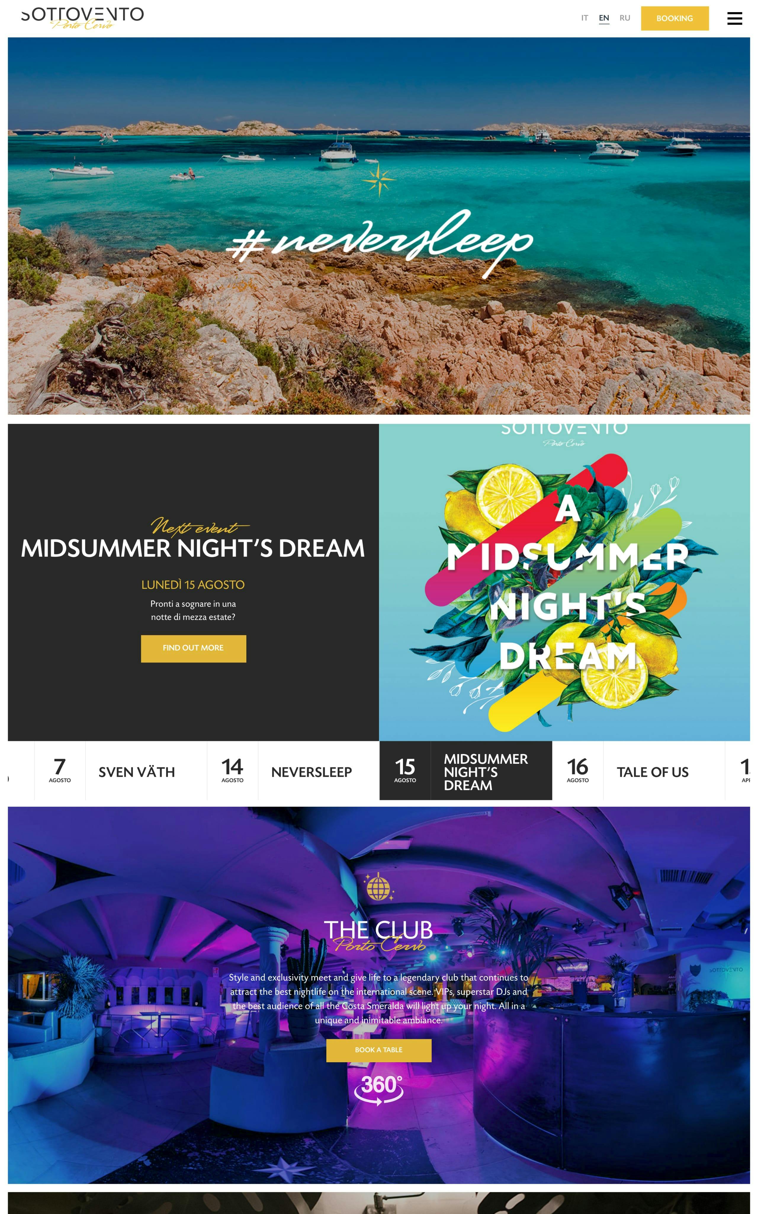 Sottovento Club Website Screenshot