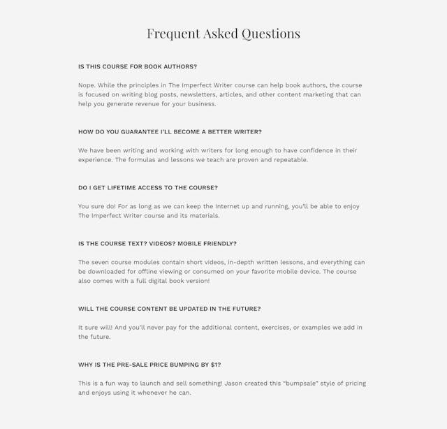 The Imperfect Writer FAQ Grid Preview