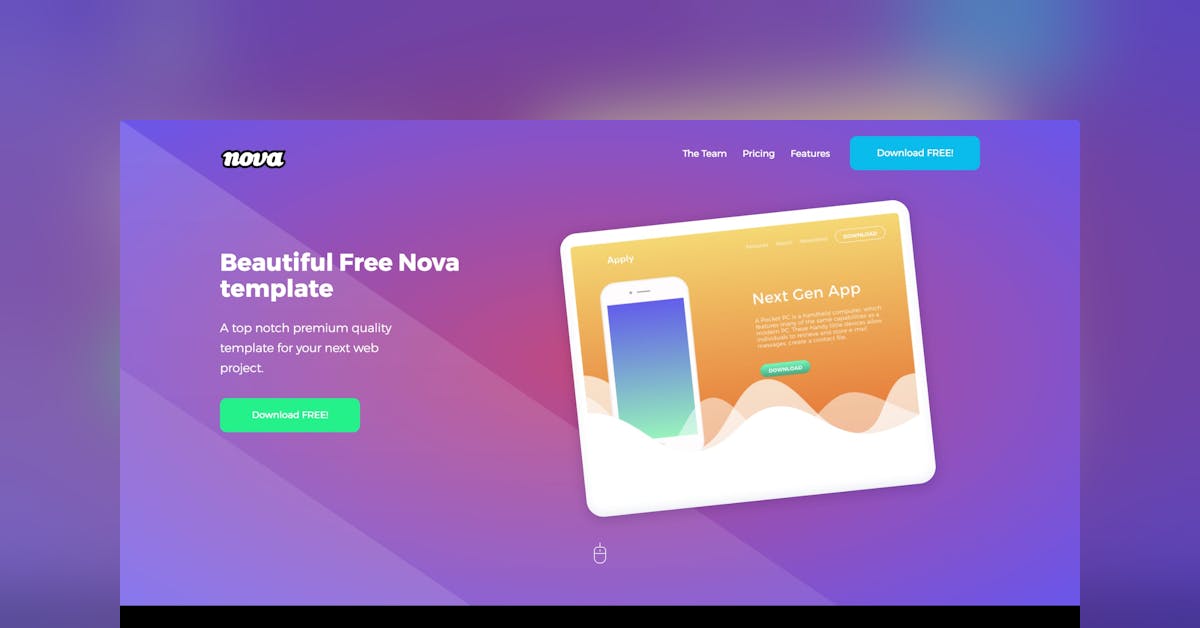 Nova Free HTML Template Review, Demo and Download
