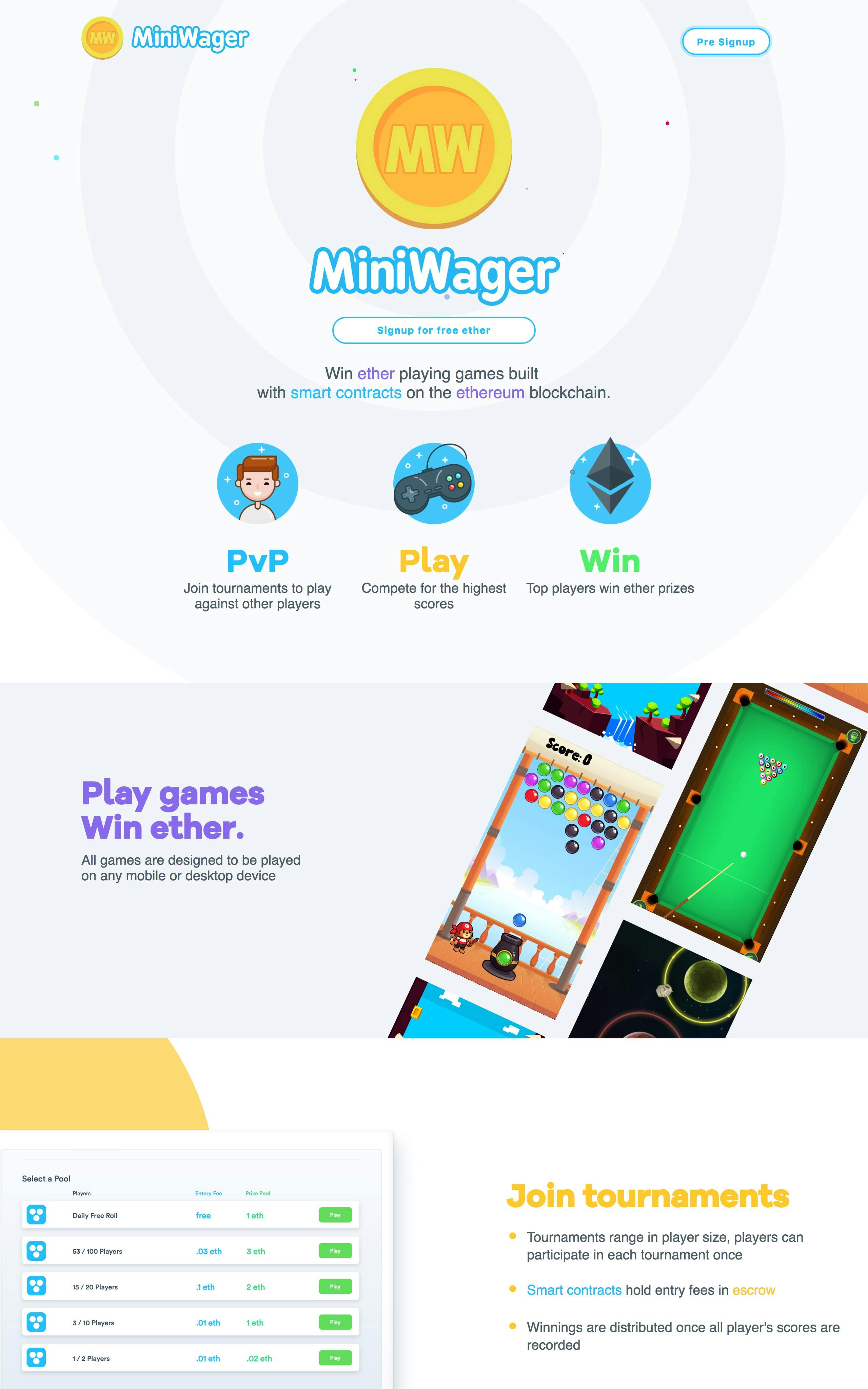 MiniWager Website Screenshot