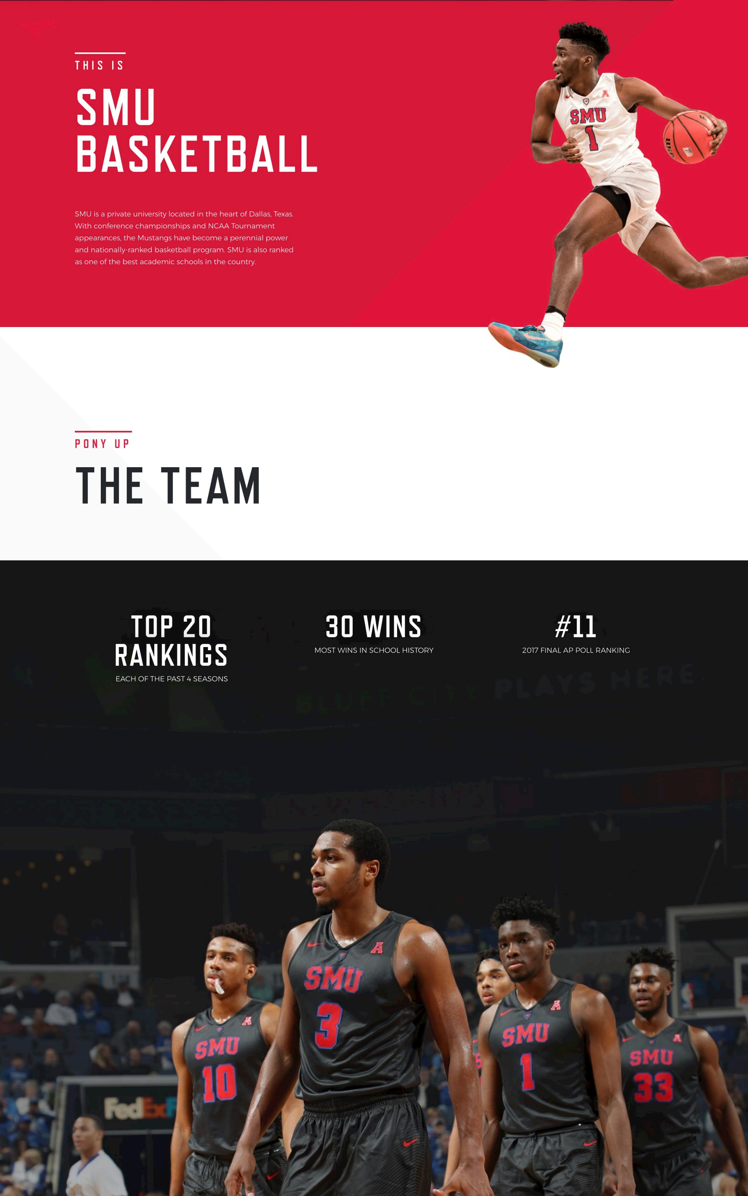 SMU Basketball Website Screenshot