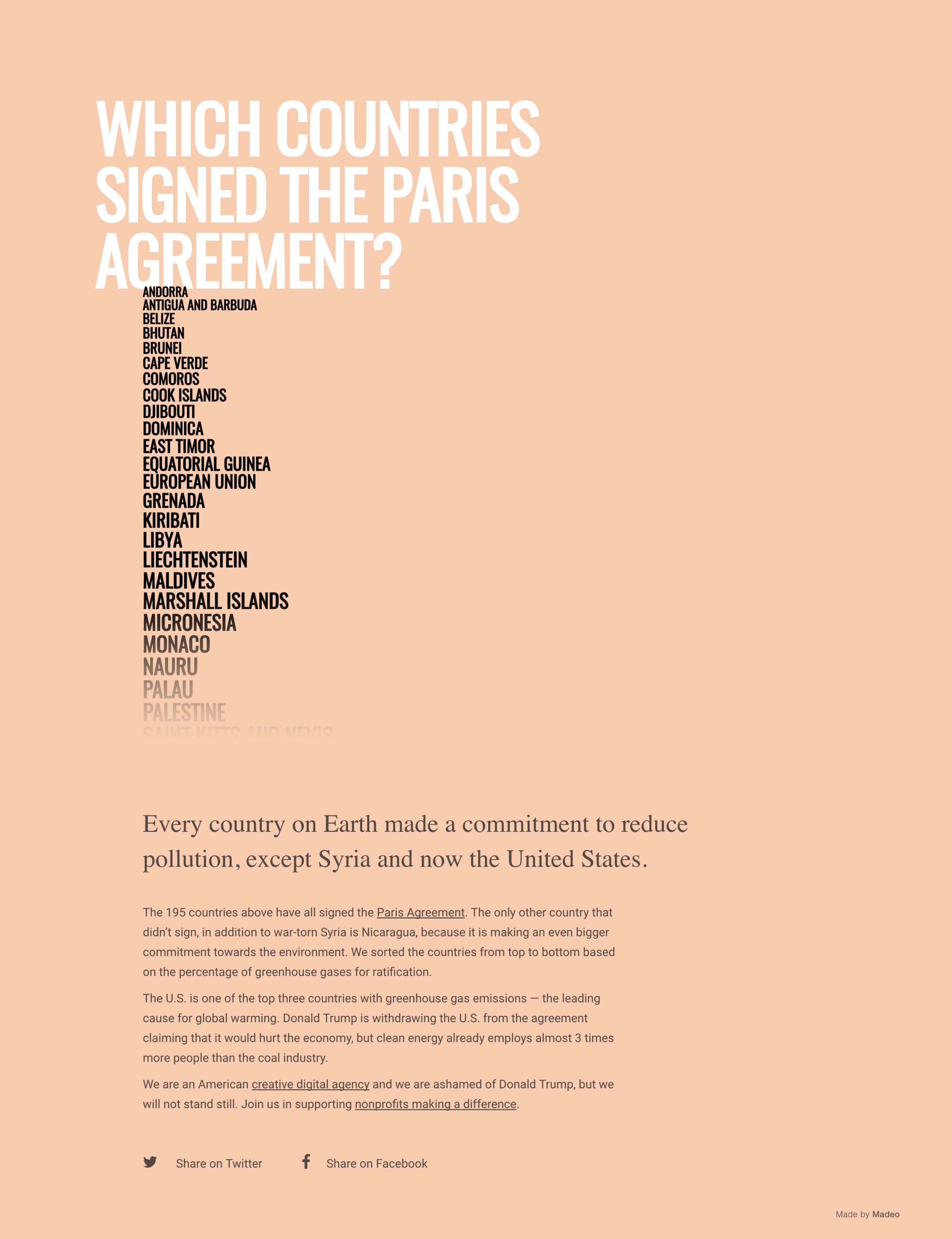 Which Countries Signed the Paris Agreement? Website Screenshot
