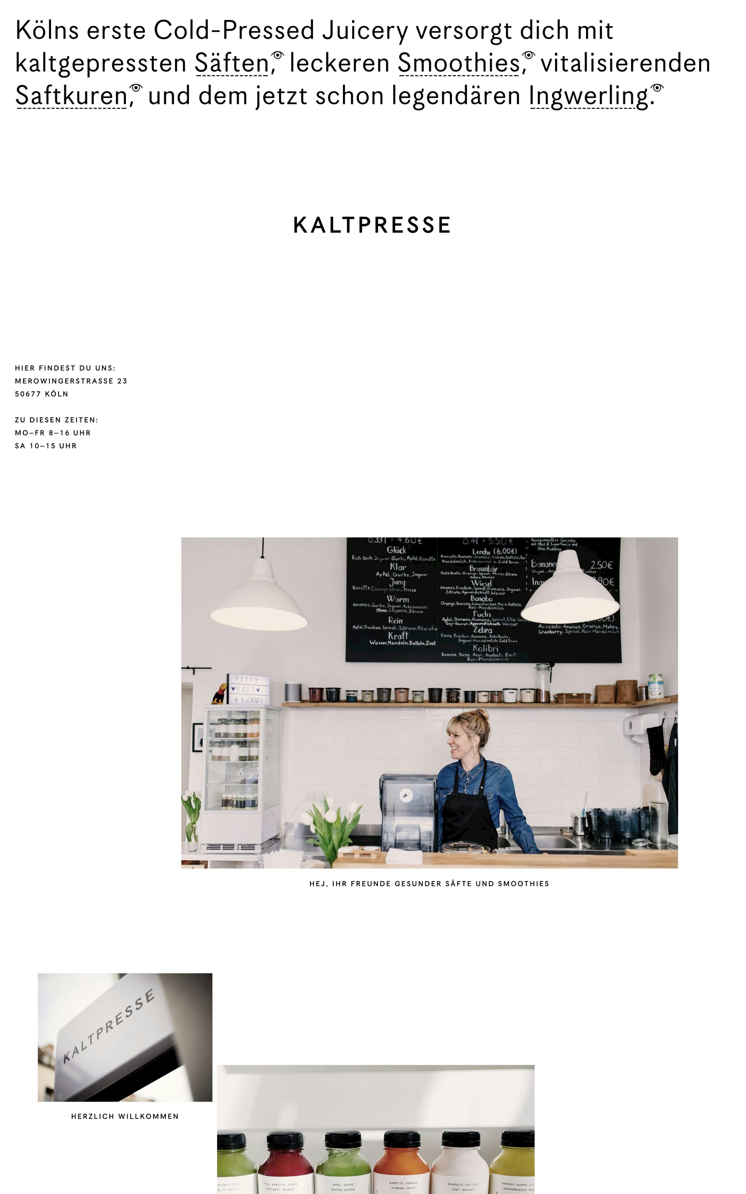 Kaltpresse Website Screenshot