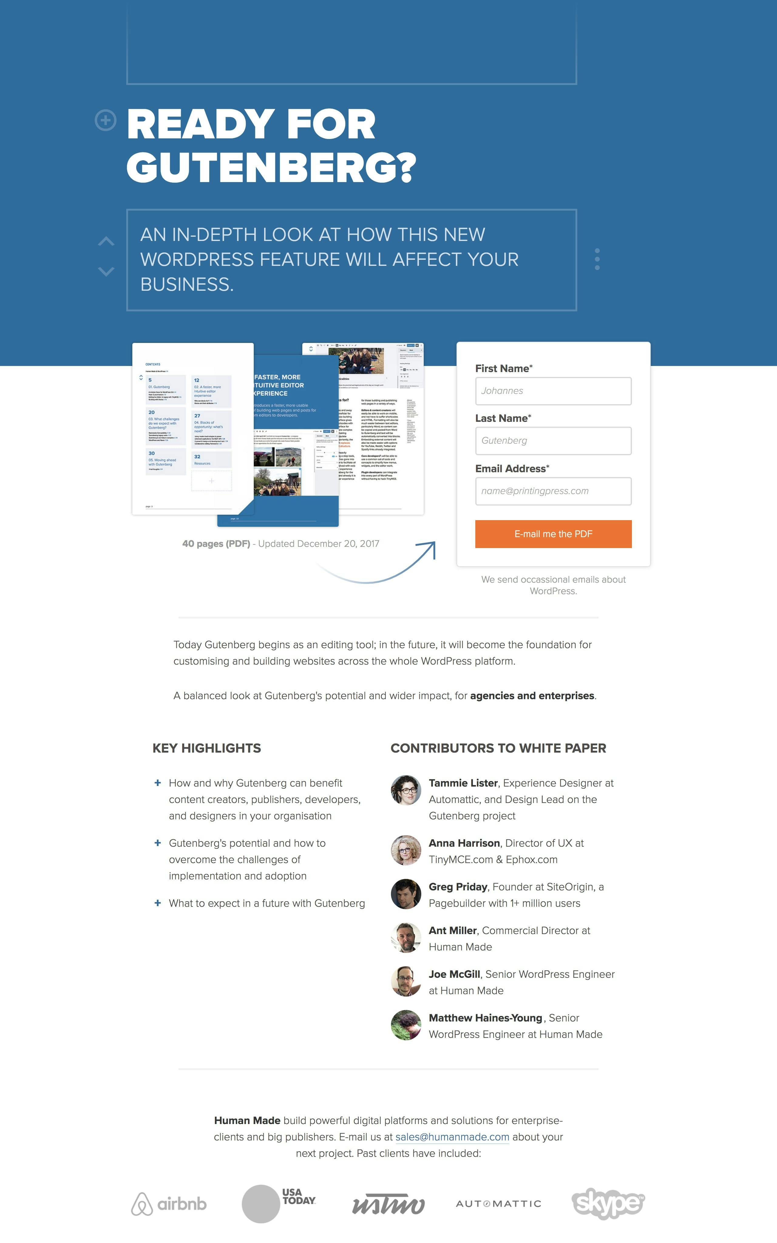 Gutenberg White Paper Website Screenshot