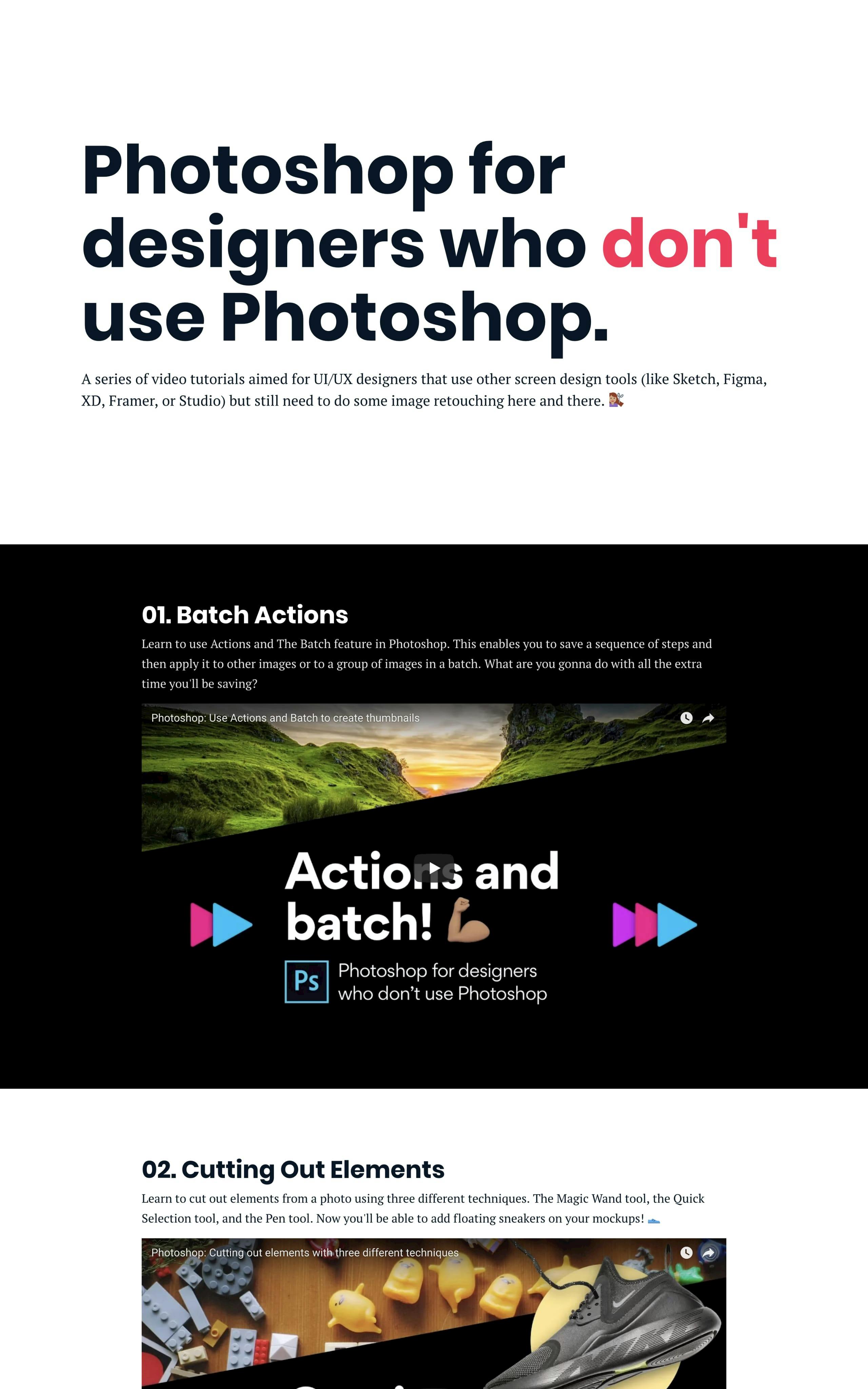 Photoshop for designers who don’t use Photoshop. Website Screenshot