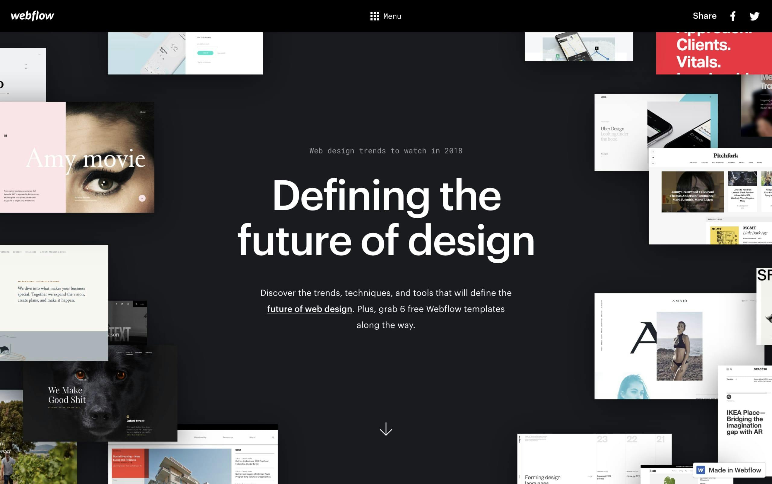 Webflow Design Trends 2018 Website Screenshot
