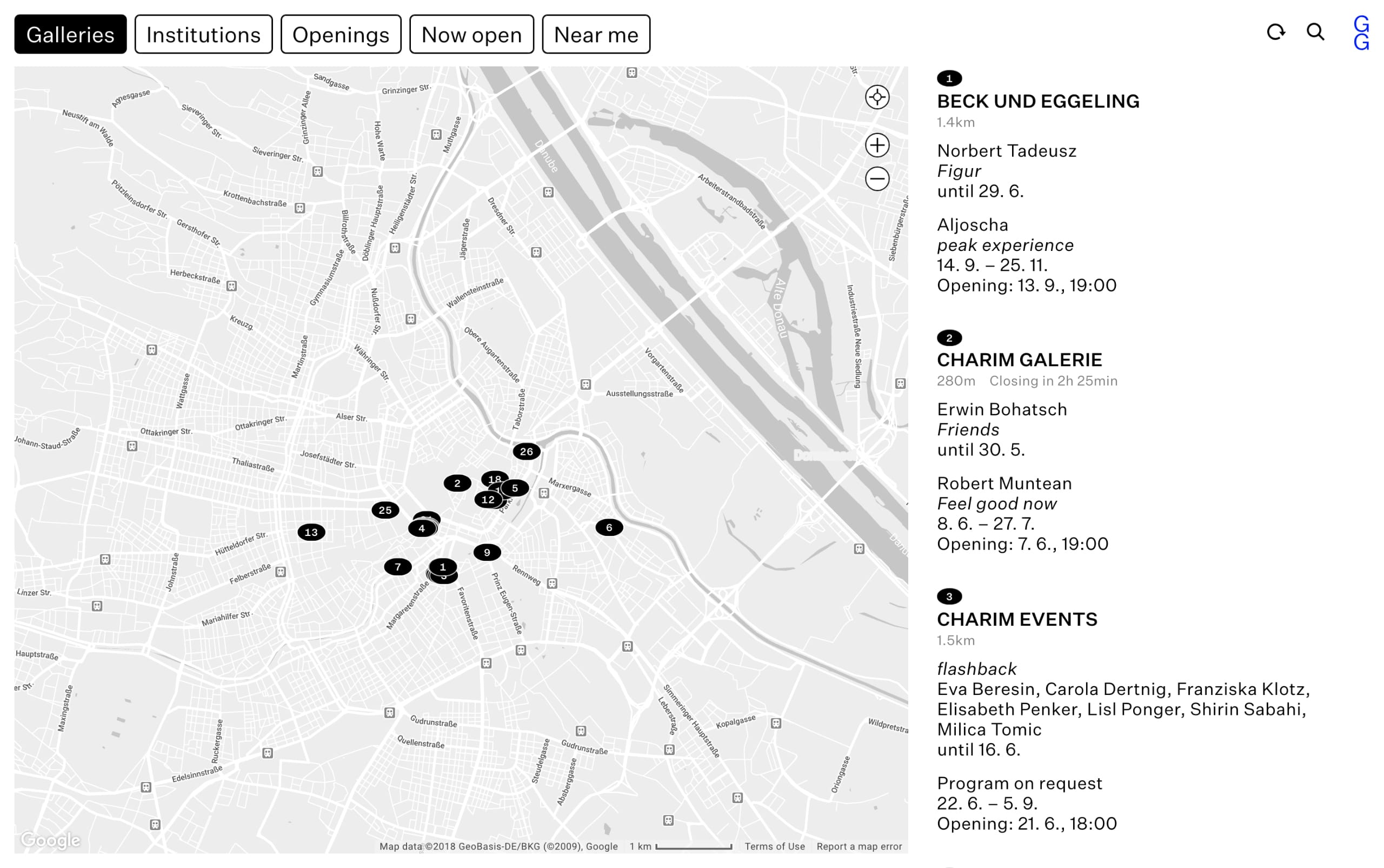 Gallery Guide Vienna Website Screenshot