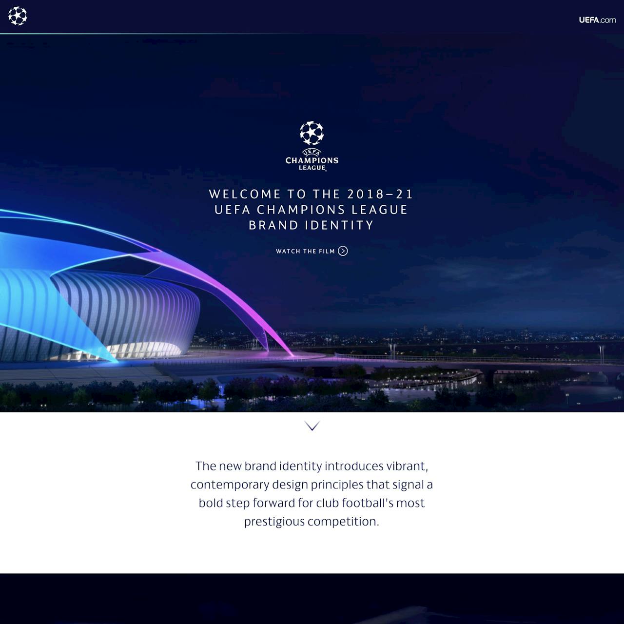 UEFA Champions League Branding Website Screenshot
