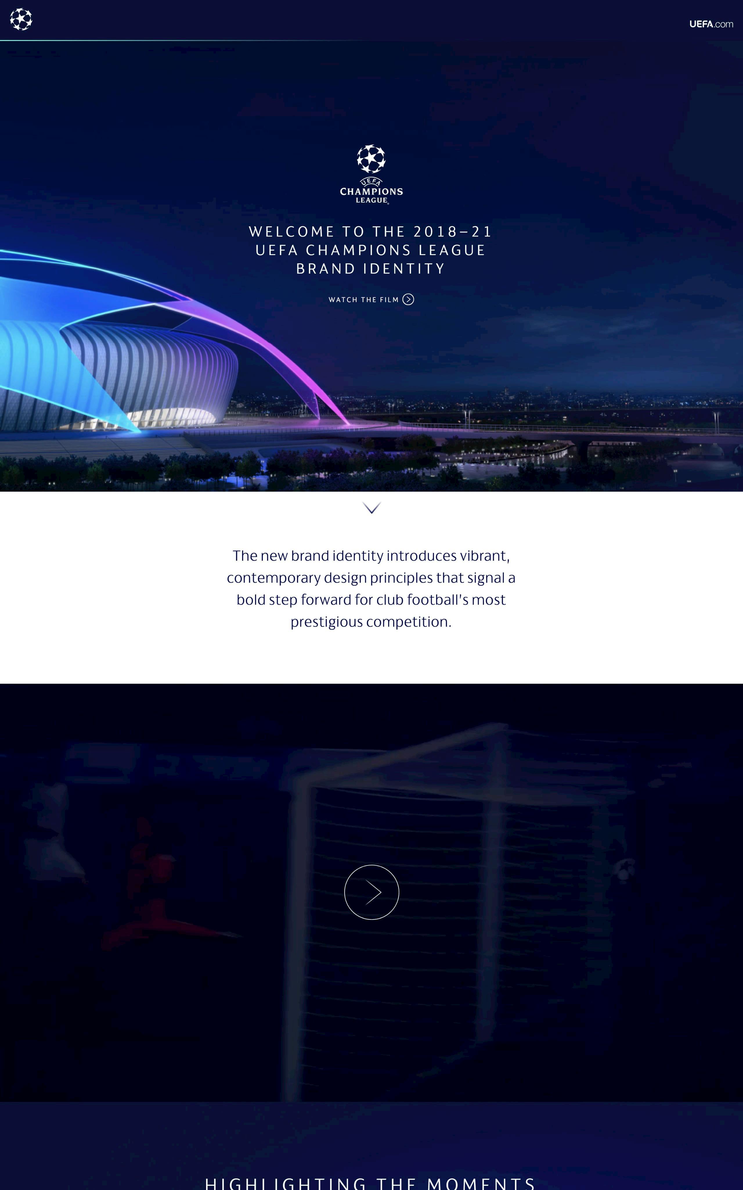 UEFA Champions League Branding Website Screenshot