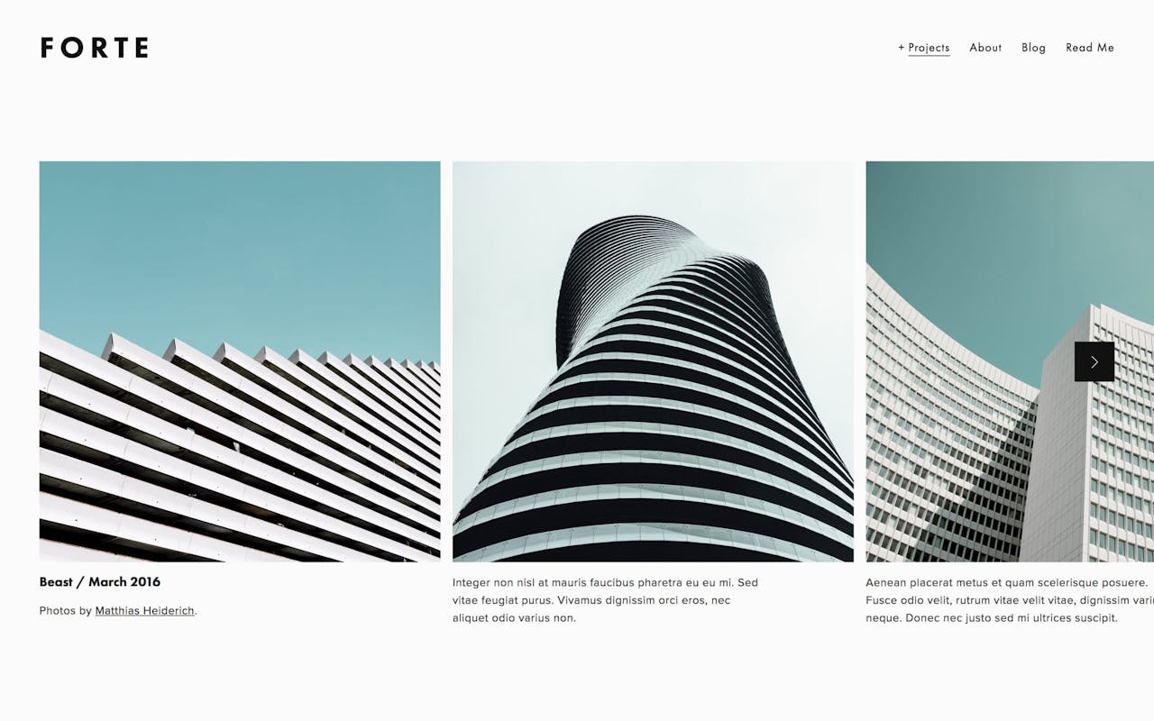 Forte - Project Horizontal Slider View Screenshot