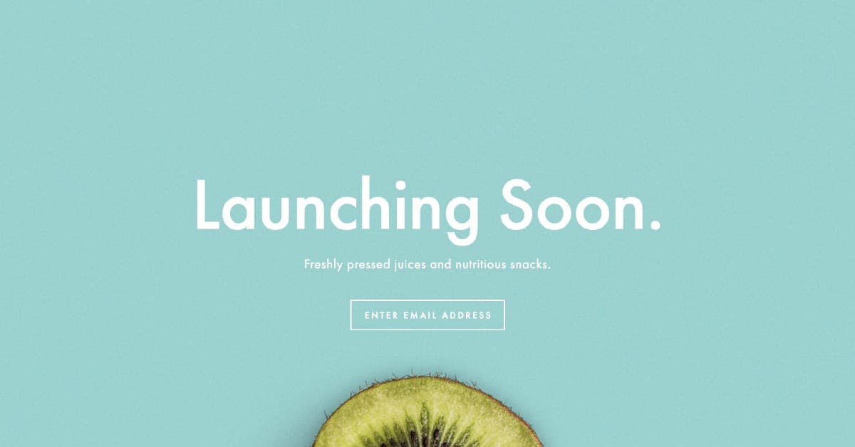 Product Page screen design idea #288: Gather emails before your launch using a Squarespace “Launching Soon” template