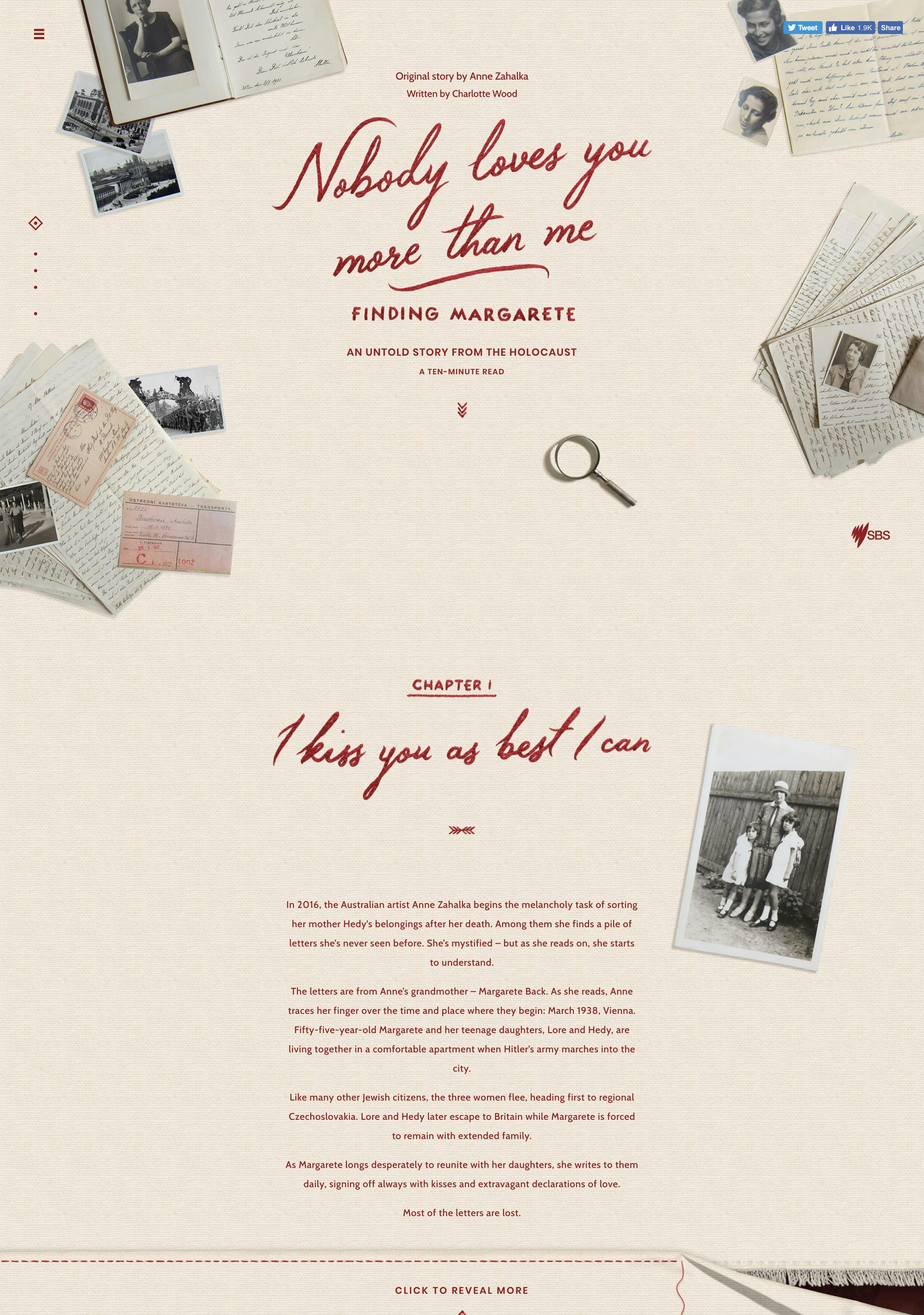 Nobody Loves You More Than Me: Finding Margarete Website Screenshot