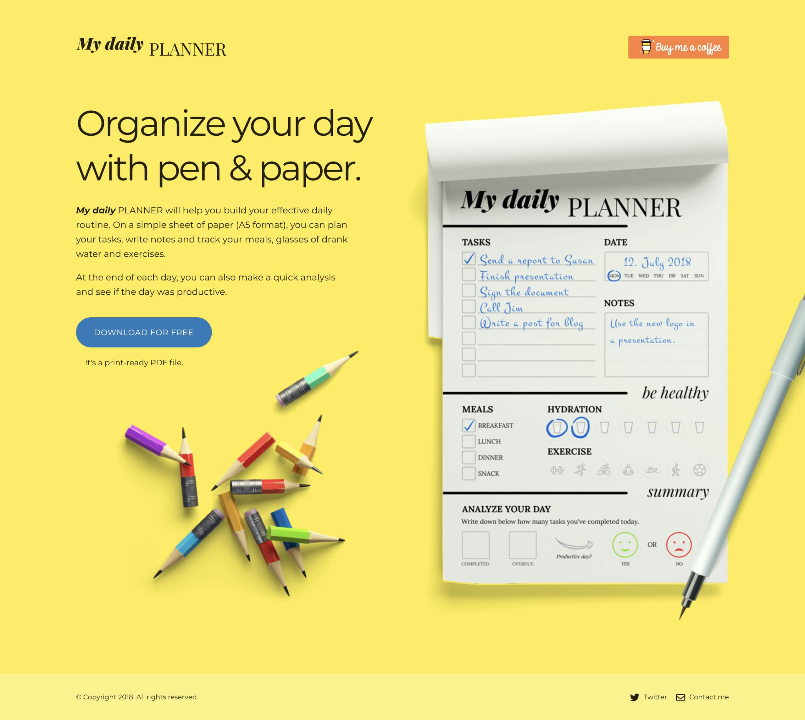 My Daily Planner Website Screenshot