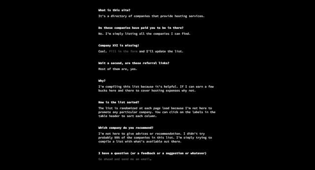 The Hosting Directory FAQ Grid Preview