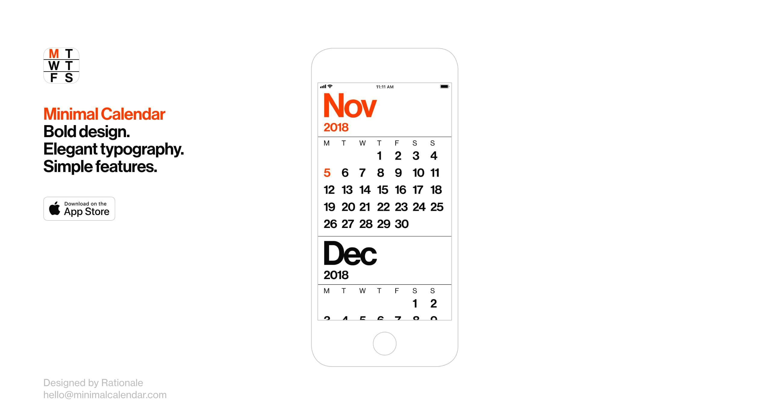 Minimal Calendar Website Screenshot