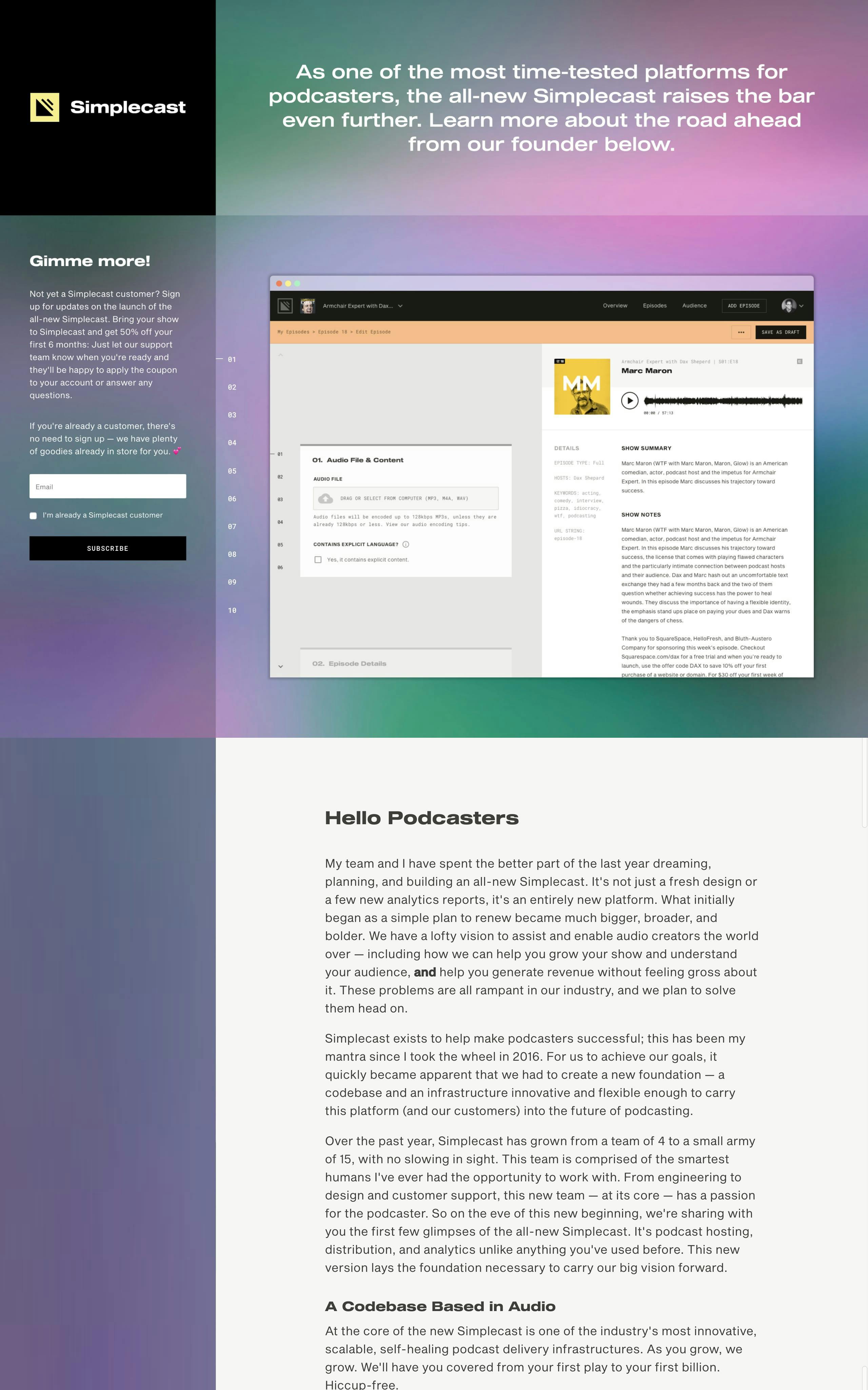 Simplecast 2.0 Website Screenshot